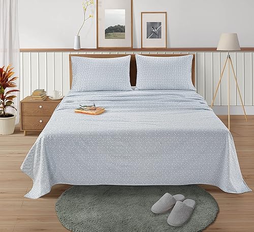 Miniatura 2 de LANE LINEN Juego de sábanas de franela de 100 % algodón de 4 piezas, tamaño King, ligero, cepillado para mayor suavidad, acogedor, bolsillo profundo