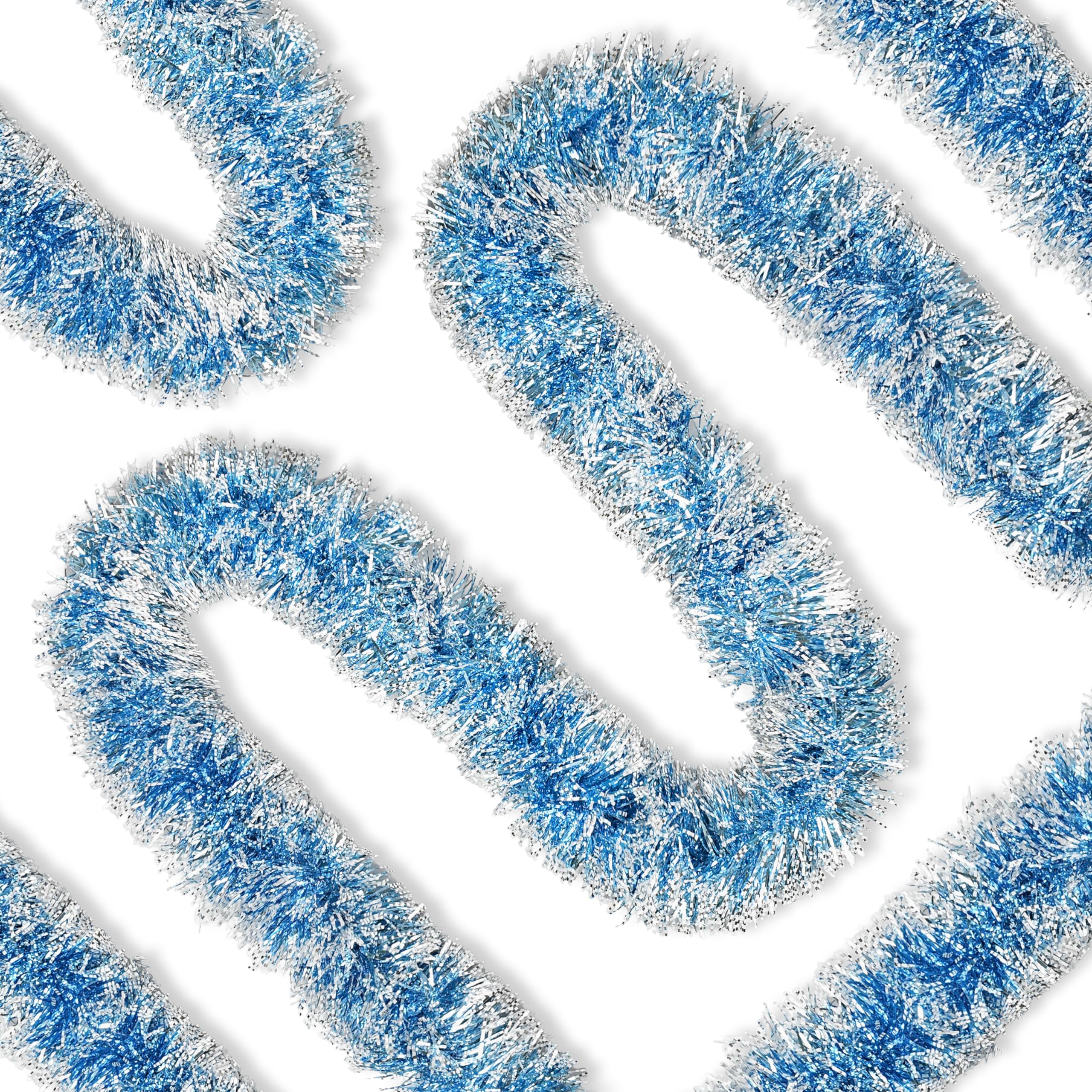 50 Ft Christmas Tree Frost Tip Glitter Tinsel Garland Snowy Metallic Hoilday Streamers Christmas Tree Wreath Shiny Decoration for Xmas Party Indoor