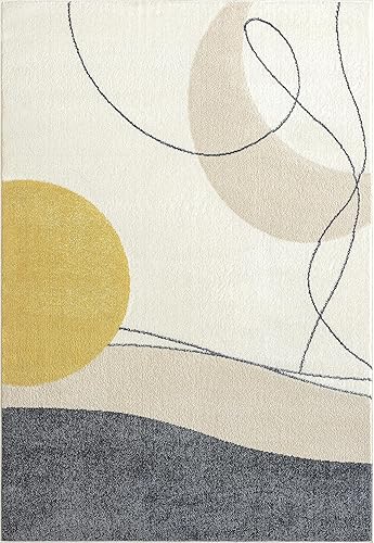 Miniatura 2 de Abani Deco Collection - Alfombra de área, diseño artístico moderno cremagris, 4 x 6 pies, fácil de limpiar, duradera para niños y mascotas, no