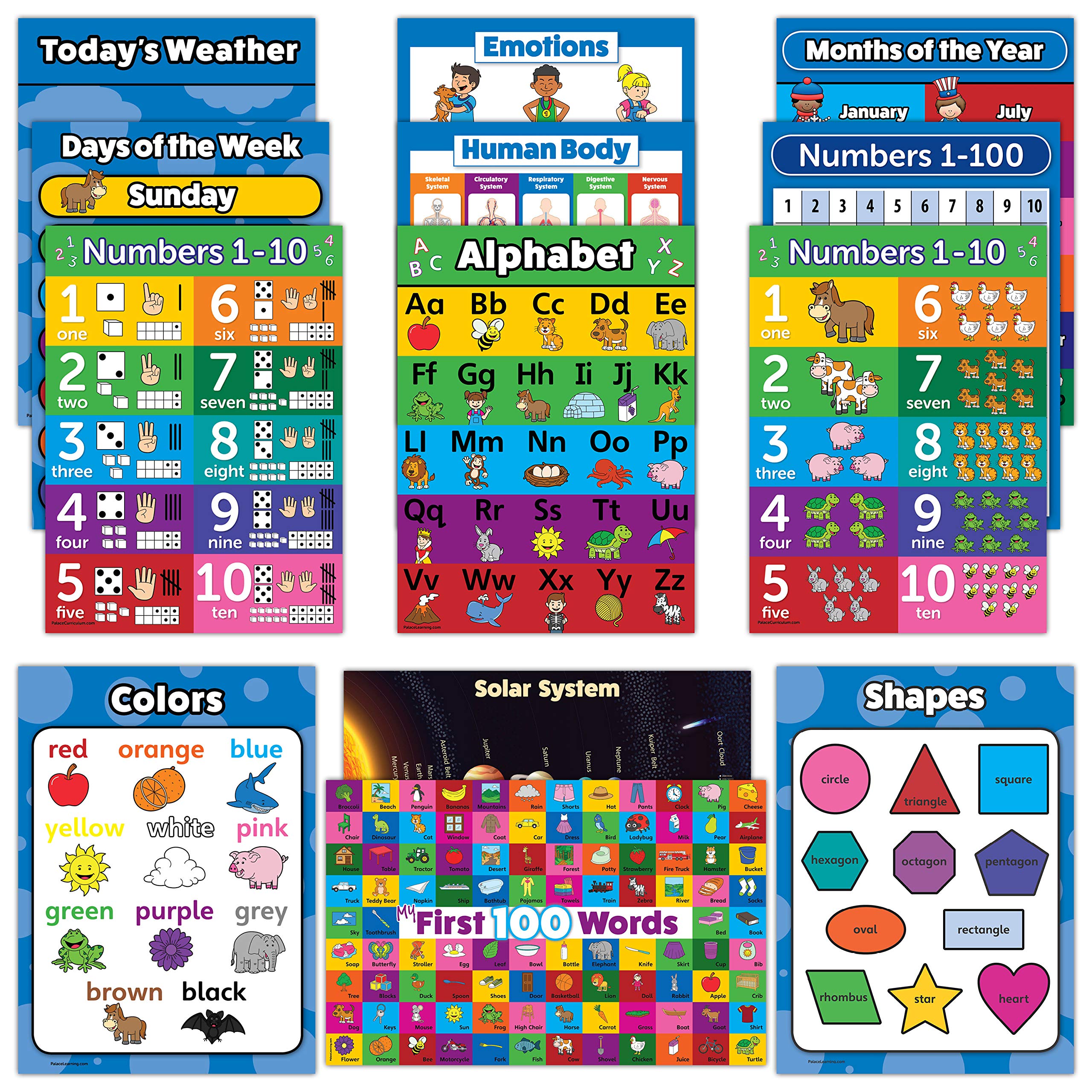Buy 13 Pack Educational s for Toddlers & Kids Laminated ABC