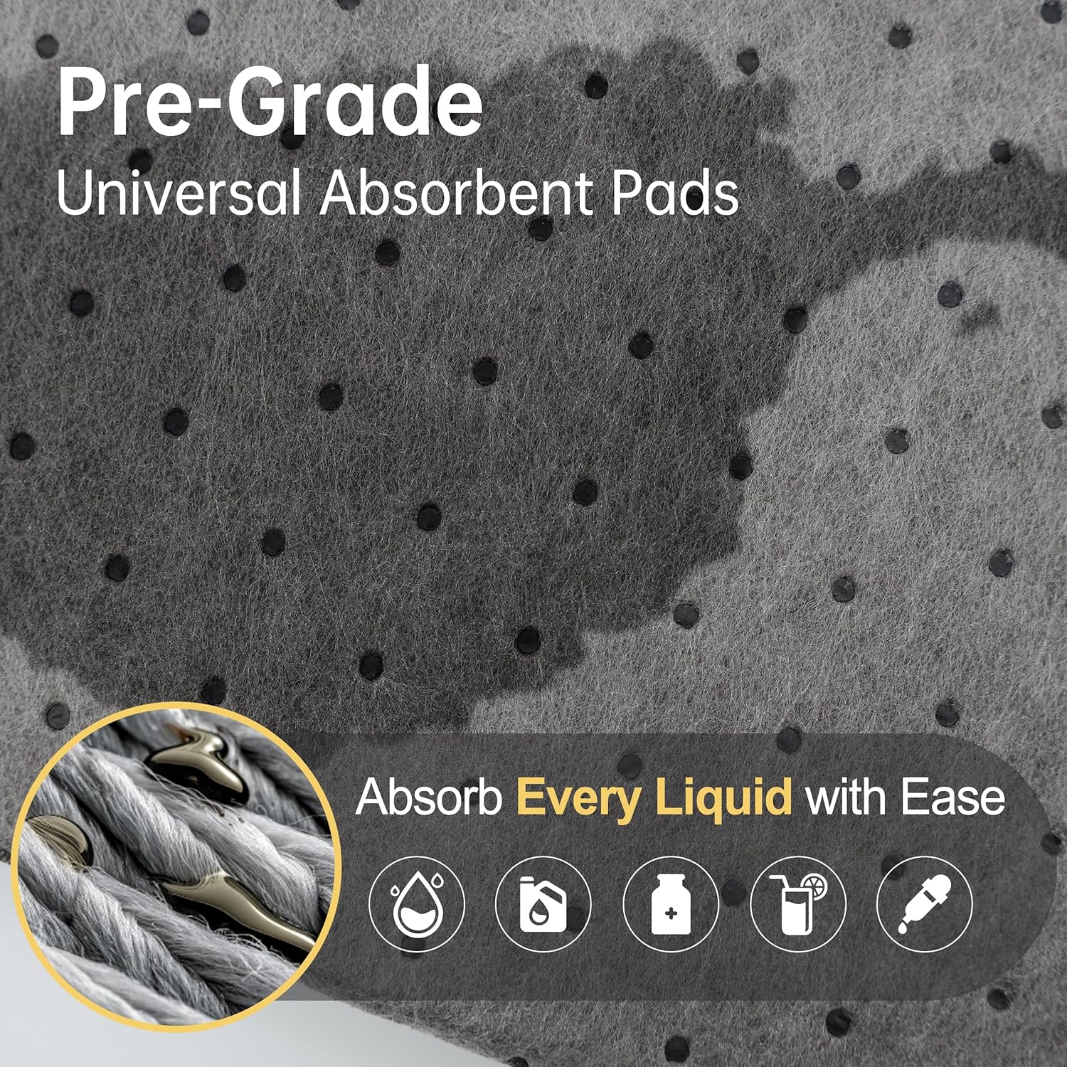AAwipes Oil Absorbent Pads 9.8" X 13" 100 Packs Universal for All Liquids Oil Spill Control Oil Absorbing Sheets for Garage, Car, Truck, Motorcycle Grey OG1013-100