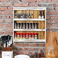 Vista 5 de MyGift 3 Tier Spice Rack Wall Mount, Hanging Kitchen Pantry Storage Shelf for Seasoning Jars or Condiment Bottles, Shabby White Washed and Rustic