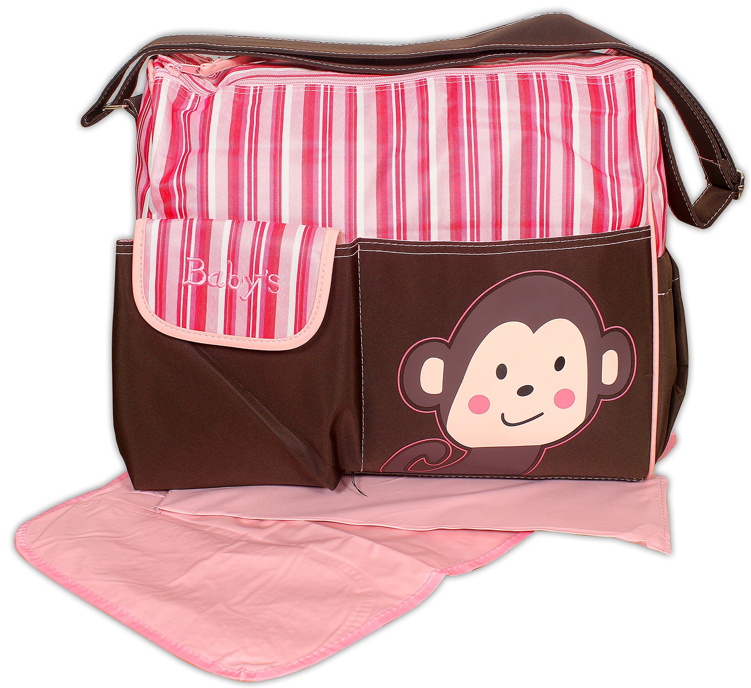 Baby Station Monkey Printed Motherbag/Diaper Bag (Pink)-picture-44