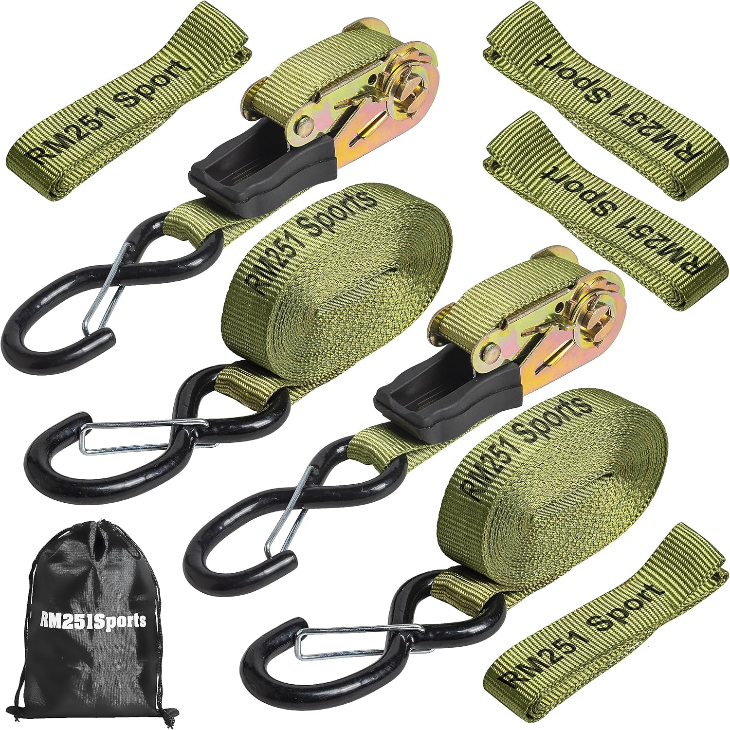 Tie Down Ratchet Straps Set of 2, 1 inch Wide 15 ft
