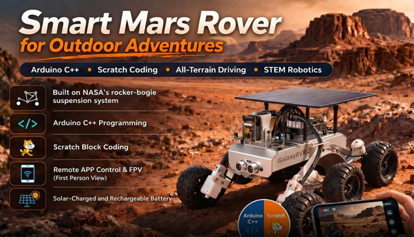 Amazon.com: SunFounder GalaxyRVR Mars Rover STEM Kit for Arduino