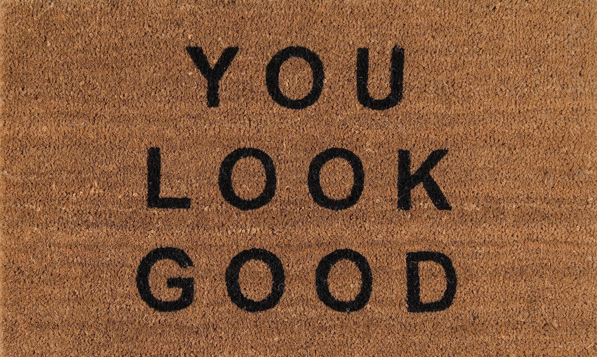 Novogratzby Momeni Aloha Collection You Look Good Doormat, 1'6" x 2'6", Natural Brown