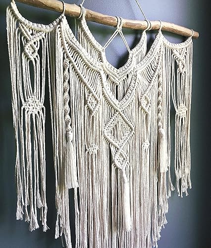 Miniatura 2 de WILD COTTON Fiber Arts Macrame Wall Hanging Art Woven Boho Home Décor, Geometric Beautiful Wall Art for Apartment, Dorm Room Decoration, 23" W x 33"