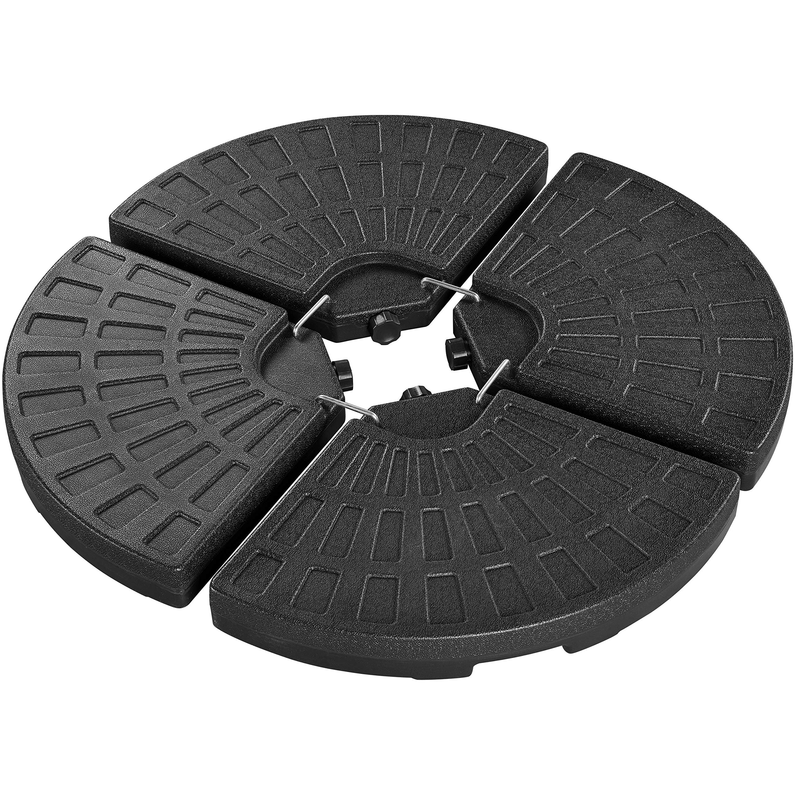 Topeakmart 4pcs fan shaped 13L Fillable Patio Umbrella Base Easy-filled Cantilever Offset Umbrella Stands with Interlocking Fillable Plates Black