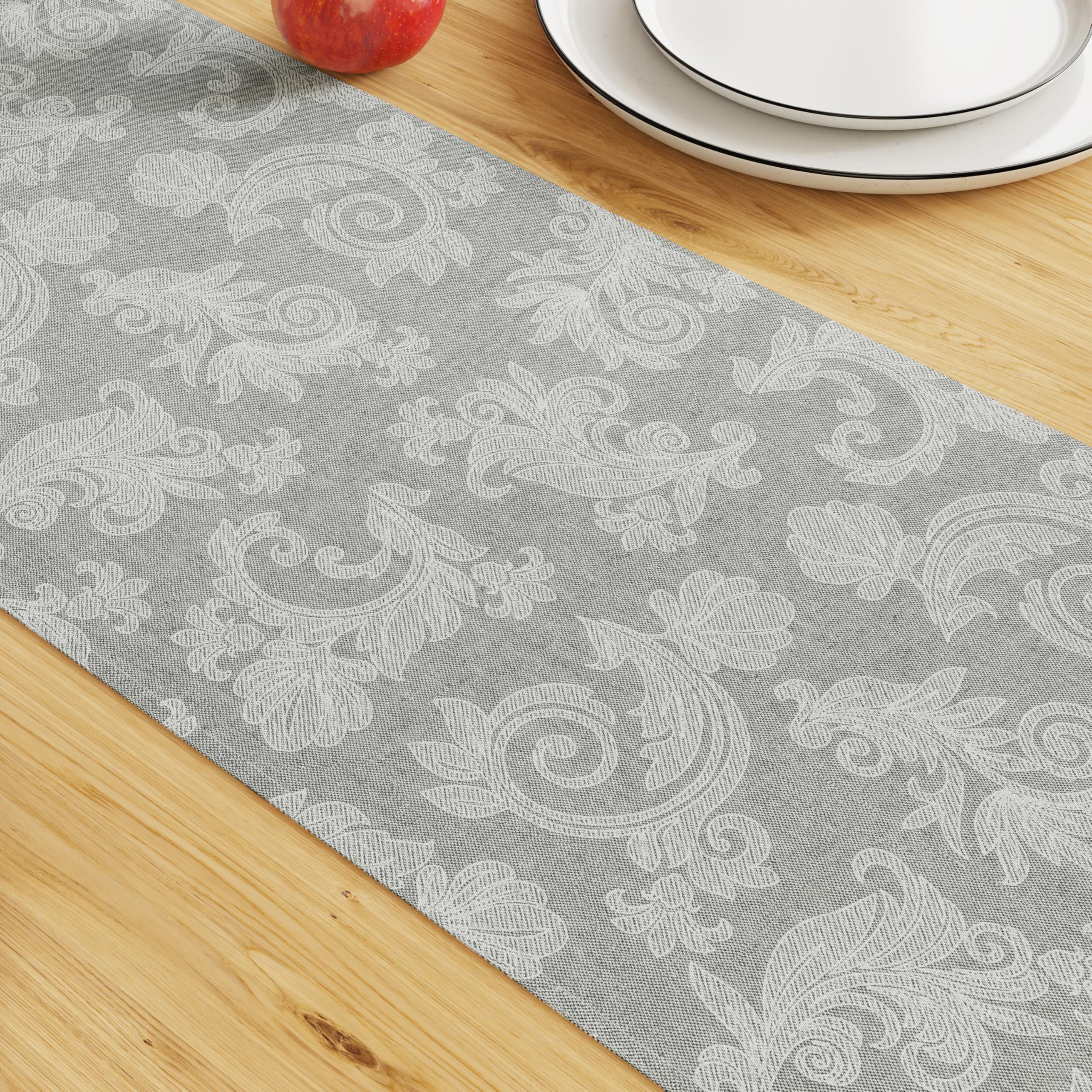 Encasa XO Dining Table Runner for 8 to 10 seater I Size 32x304 cm, Grey - Image 3