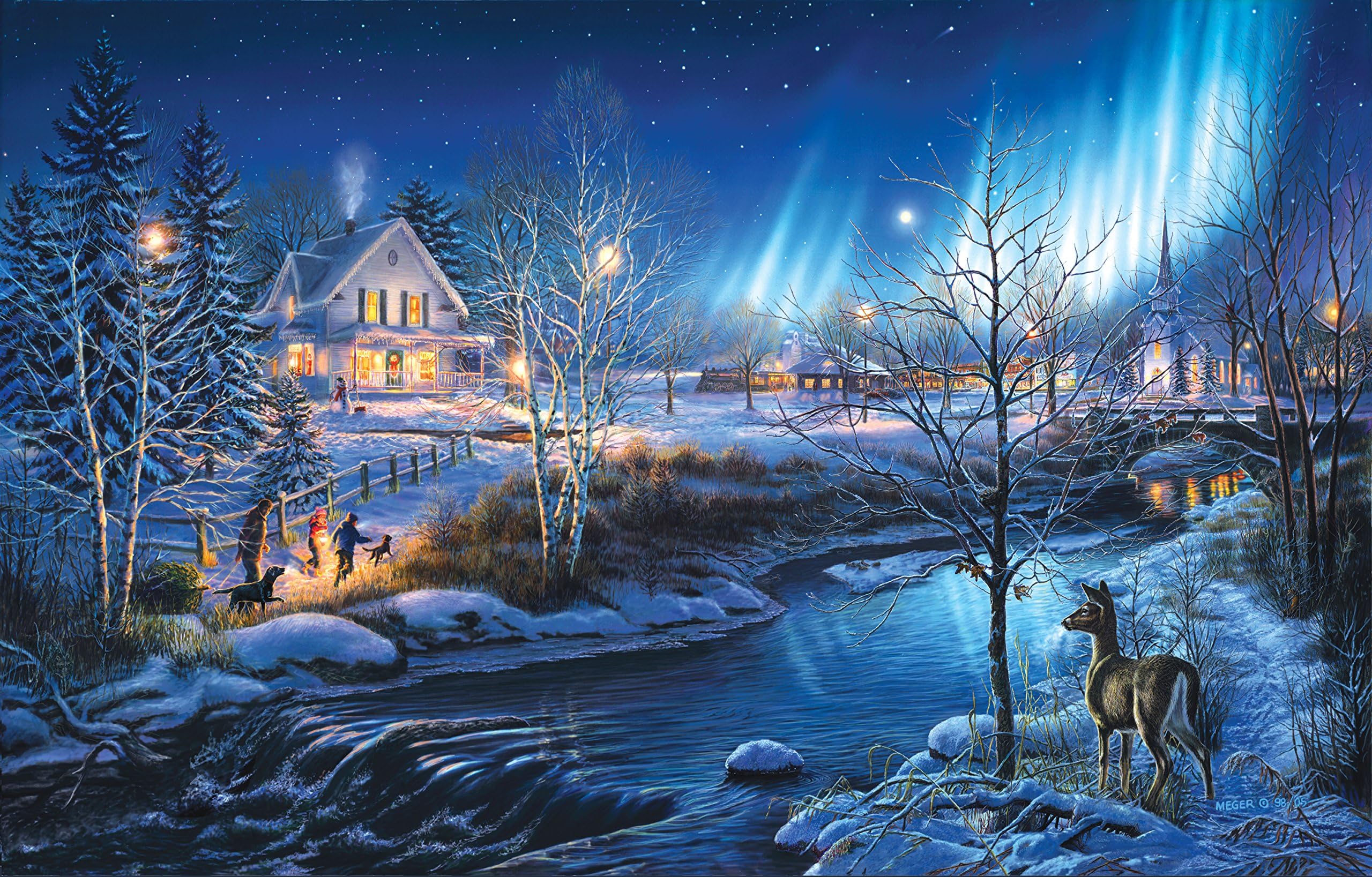 300 Piece Puzzle for Adults - Large Piece - A Snowy Holiday Jigsaw Puzzle