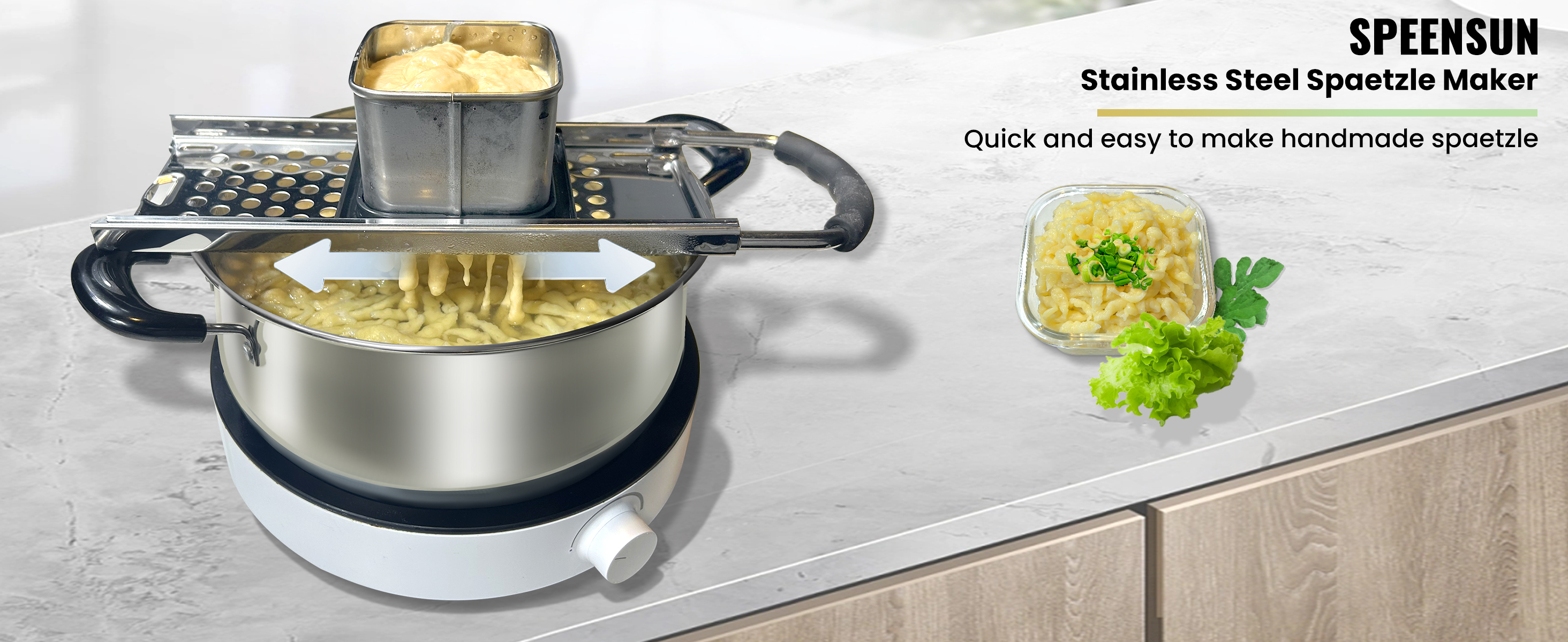 Spaetzle マッキーナ・ニョッキッティ ステンレス製 調理器具 Amazon.com: Spaetzle Maker Lid - Set with Silicone Spatula