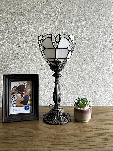 Miniatura 6 de Tiffany - Lámpara de mesa con antorcha blanca, estilo barroco, lavanda, vitral, incluida, bombilla LED para sala de estar, dormitorio, mesita de