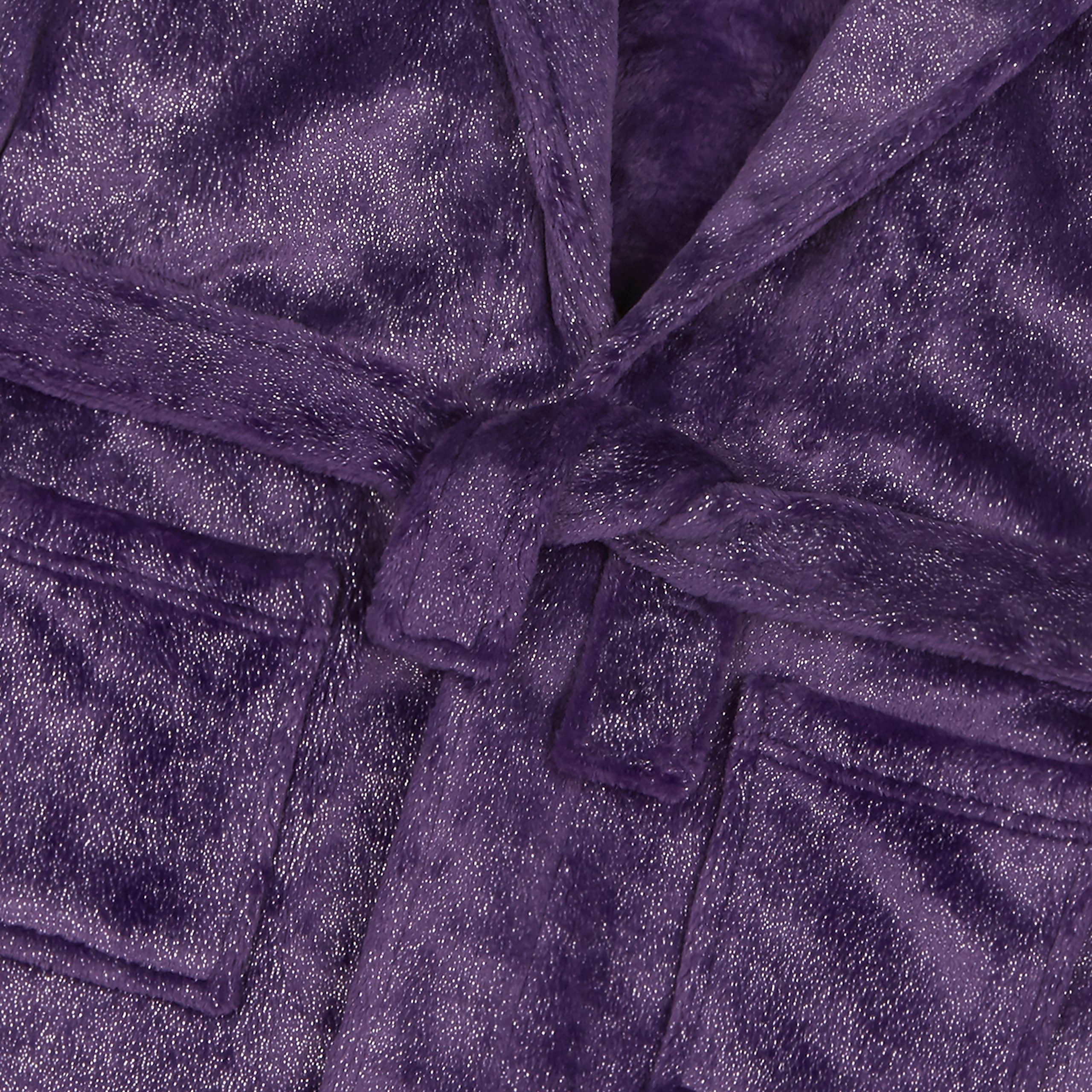 Girls Silver Fleck/Glittery Plush Fleece Dressing Gown (4-5 Years, Purple)
