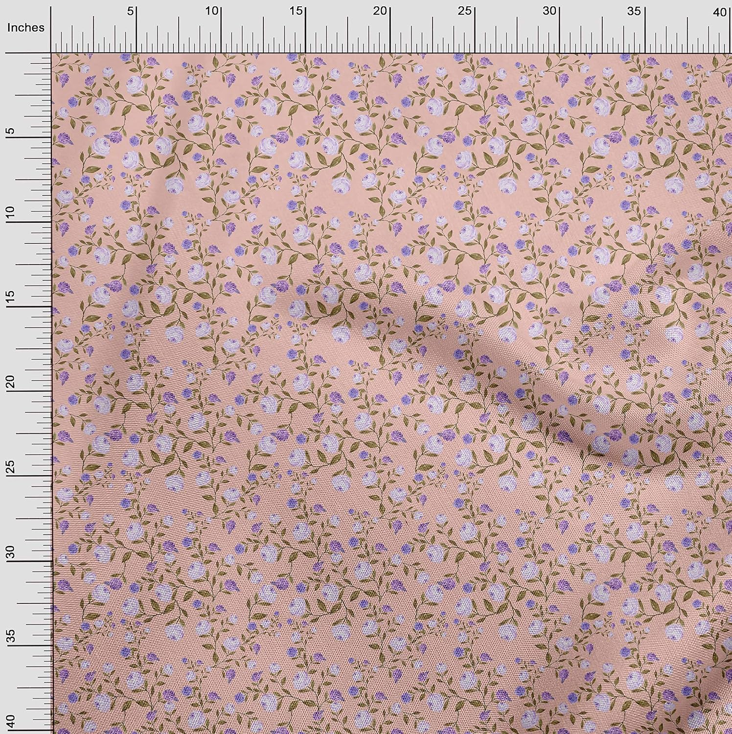 oneOone Cotton Jersey Peach Fabric Flower & Leaves Watercolor Quilting Supplies Printed Sewing Fabric by The Yard 58 Inches Wide