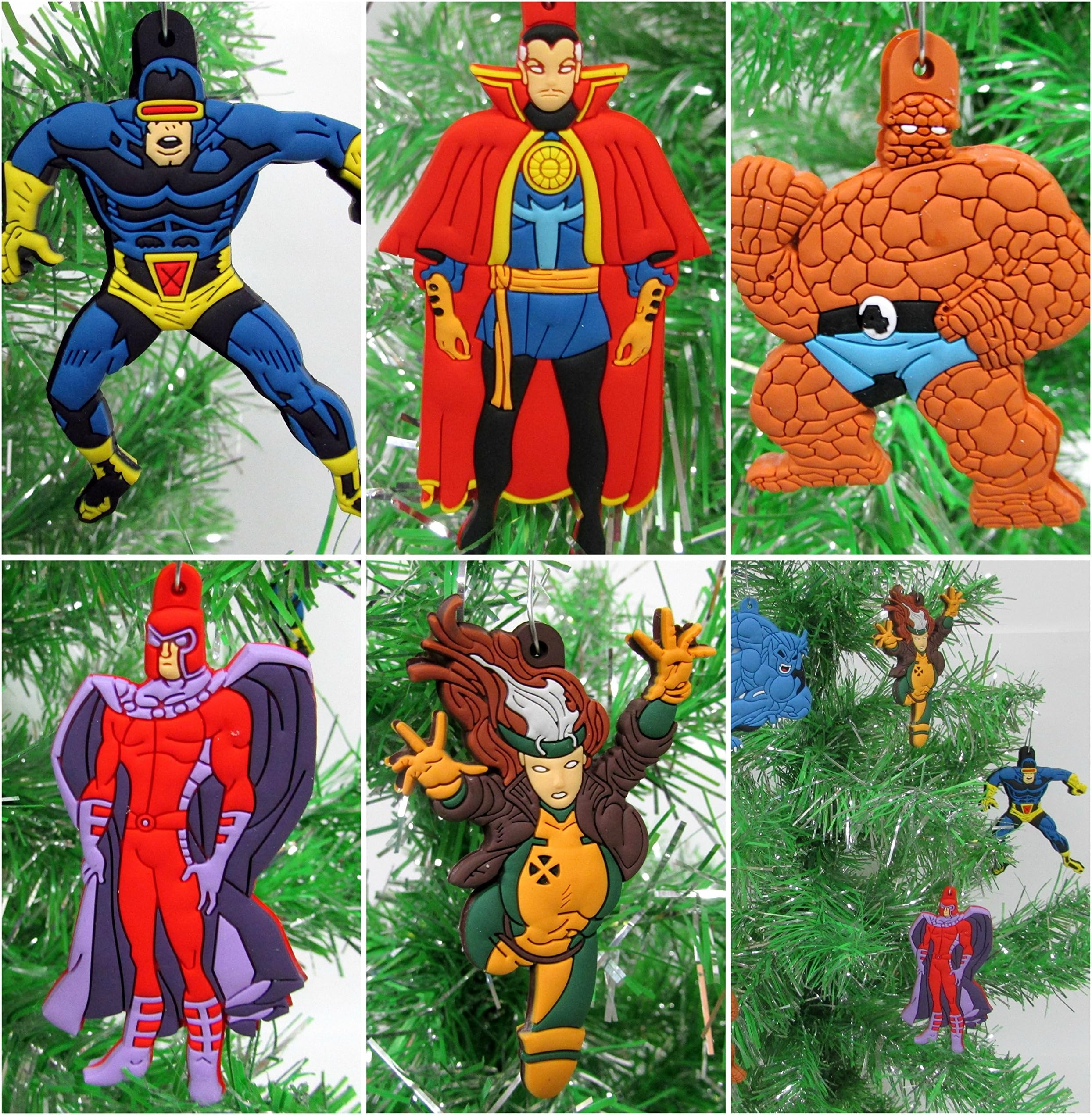 Christmas Tree Ornaments X-Men and Other Comic Books Super Hero Set Featuring Prominent Xmen Characters - Unique Shatterproof Plastic Design
