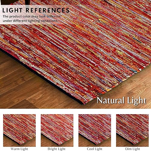 Miniatura 6 de Alfombra de algodón multicolor Chindi tejida a mano, 36 x 60 pulgadas, alfombra de trapo, rectangular, bohemia, colorida, alfombra reciclada