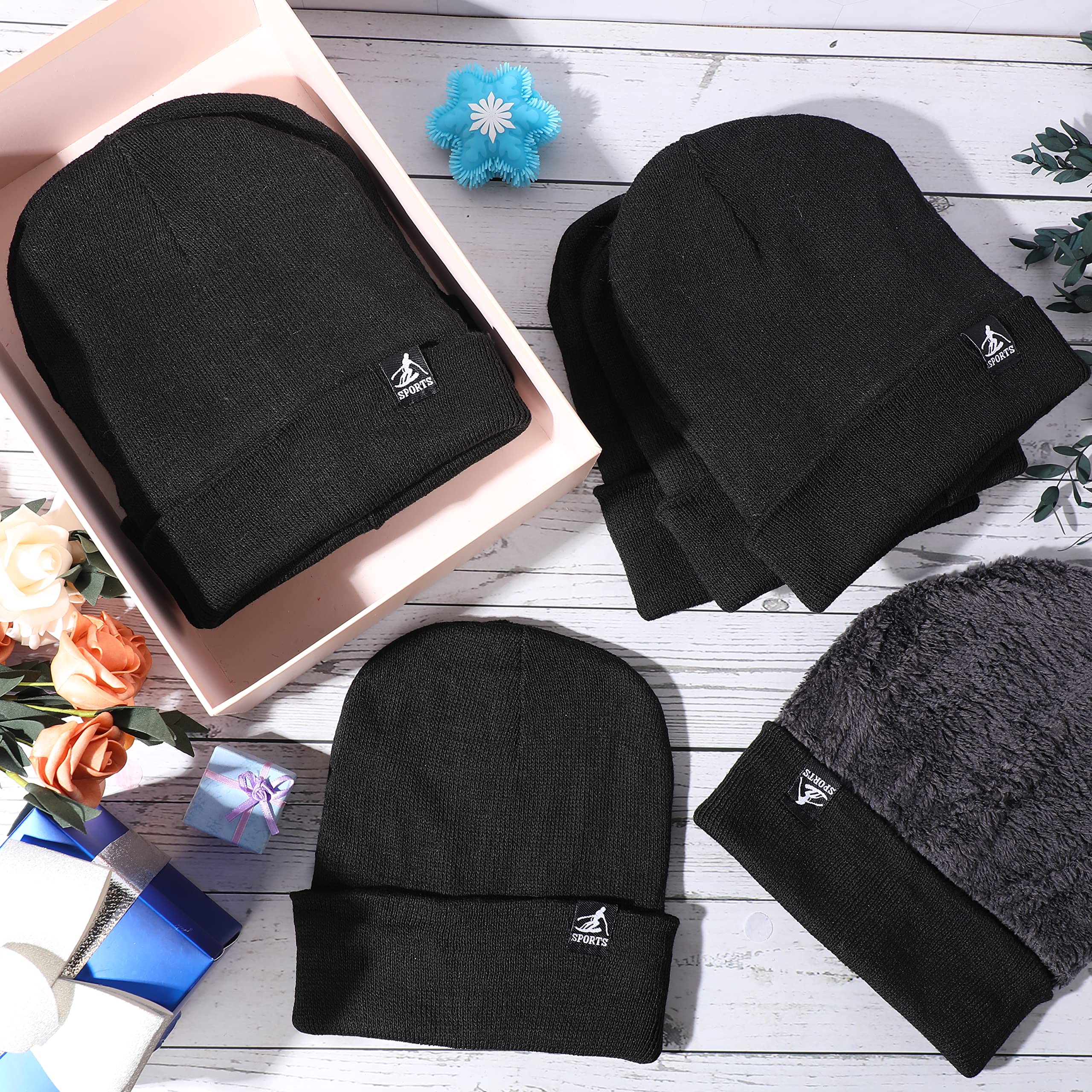 Lot de 80 Bonnets d'hiver Unisexes tricotés en Vrac avec Doublure en Polaire Chaud et Confortable Double Couche pour Temps Froid
