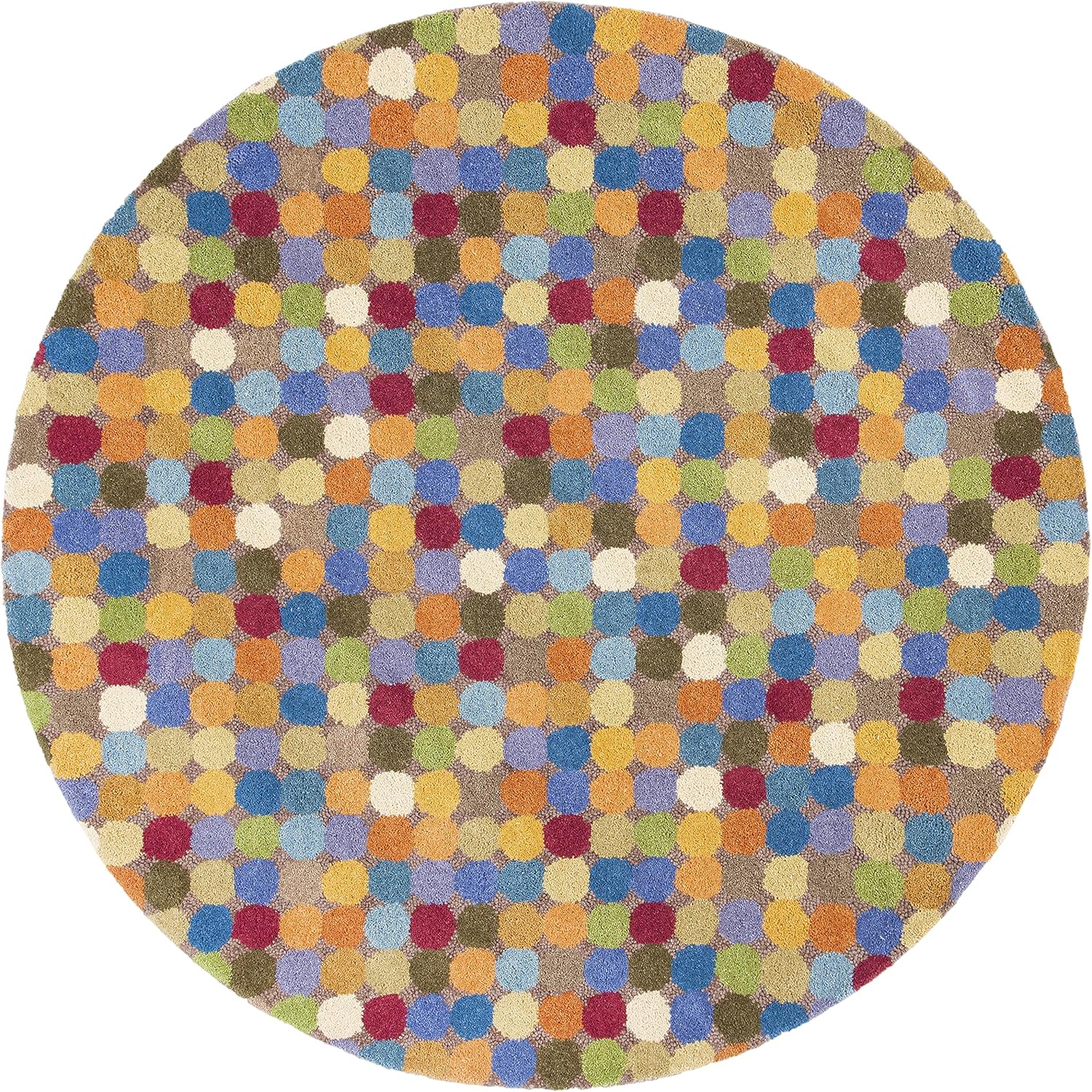 SAFAVIEH Soho Collection Area Rug - 6' Round, Multi, Handmade Abstract Wool, Ideal for High Traffic Areas in Living Room, Bedroom (SOH922A)