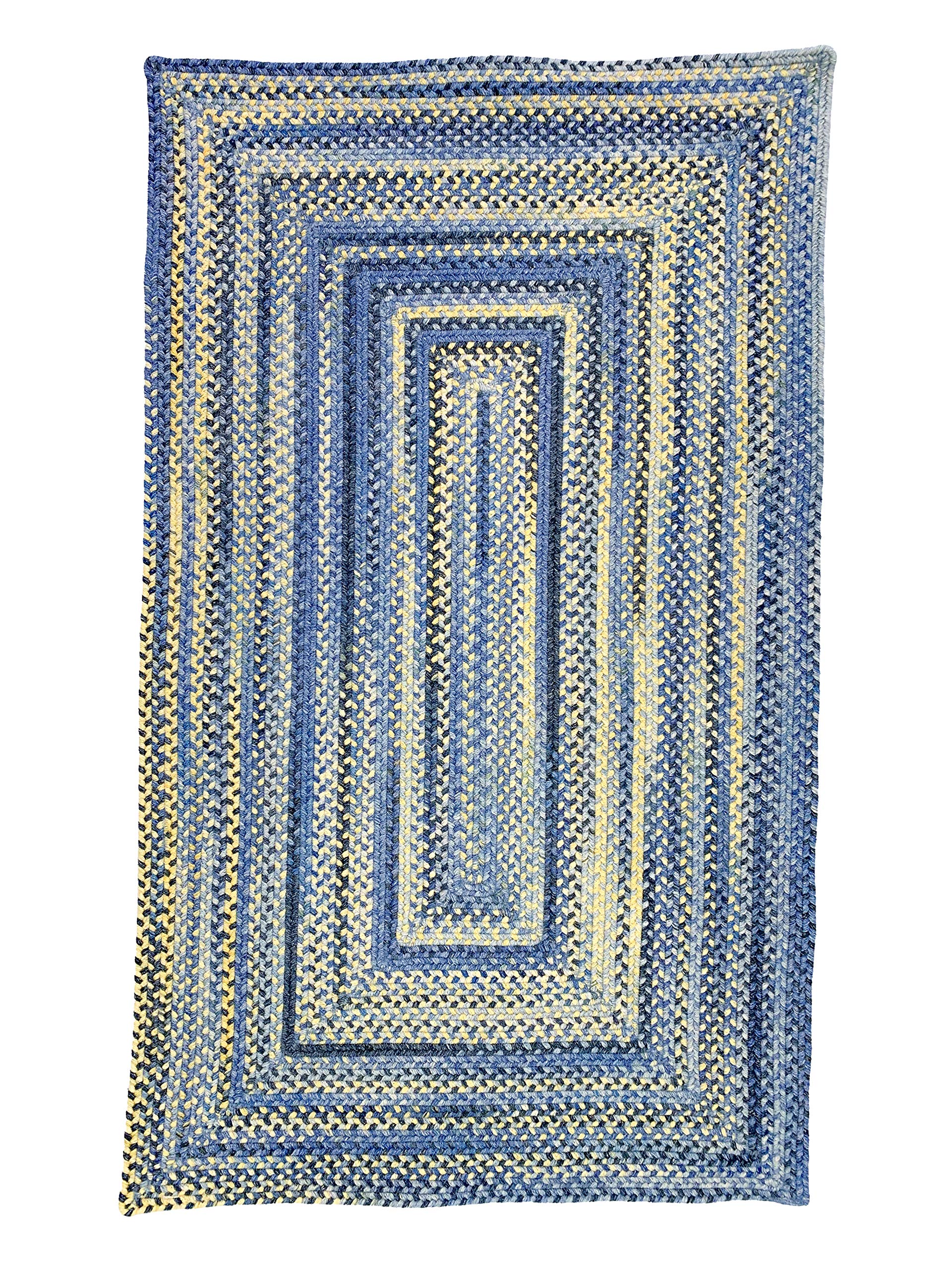 Capel American Heritage Blue Yellow 8' 0" X 10' 0" Concentric Rectangle Braided Rug