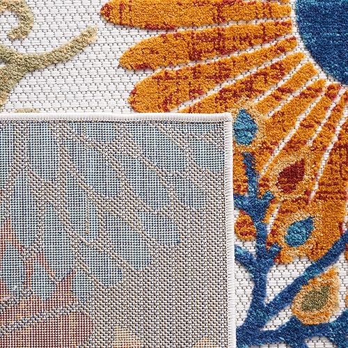 Miniatura 9 de Safavieh Cabana Collection - Alfombra de área de 10 x 14 pies, color gris y azul, diseño floral, no desprende pelusa y de fácil cuidado, para