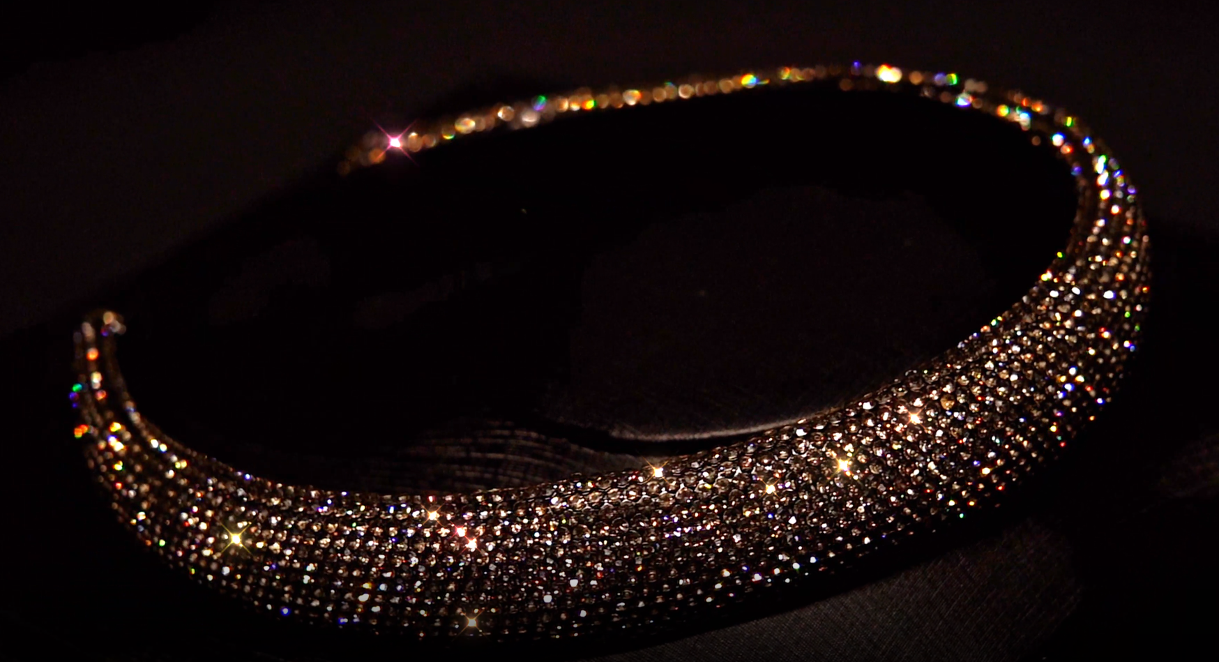 NWOT Rhinestone Crystal Headband for Women, Black Stones with Gold Hardware Black Party Headband Sparkly Black Hair Band Wedding Guest  main image 2