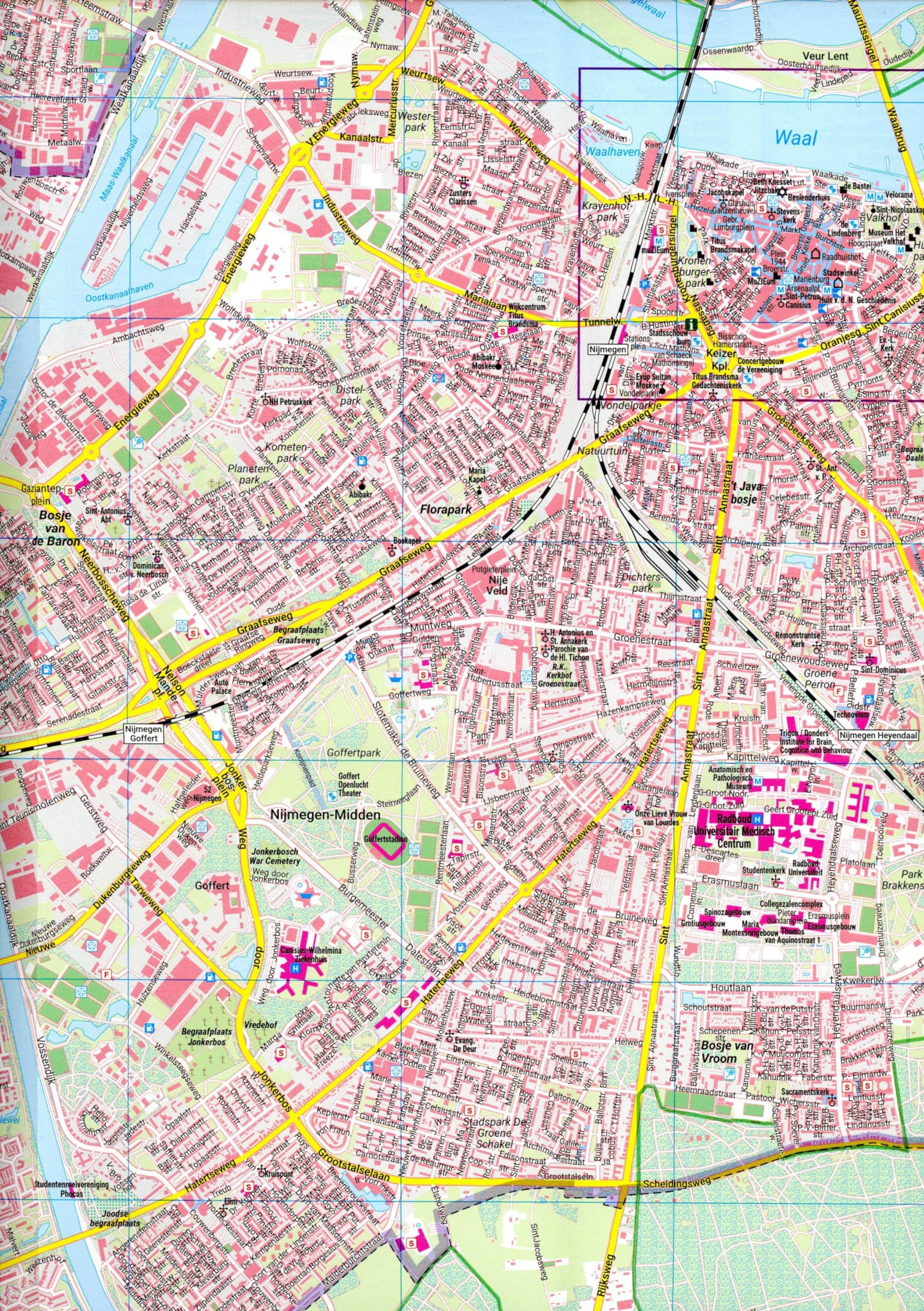 Nijmegen, Stadtplan 1:20.000, freytag & berndt: Stadsplattegrond schaal 1 : 20.000 (freytag & berndt Stadtpläne)