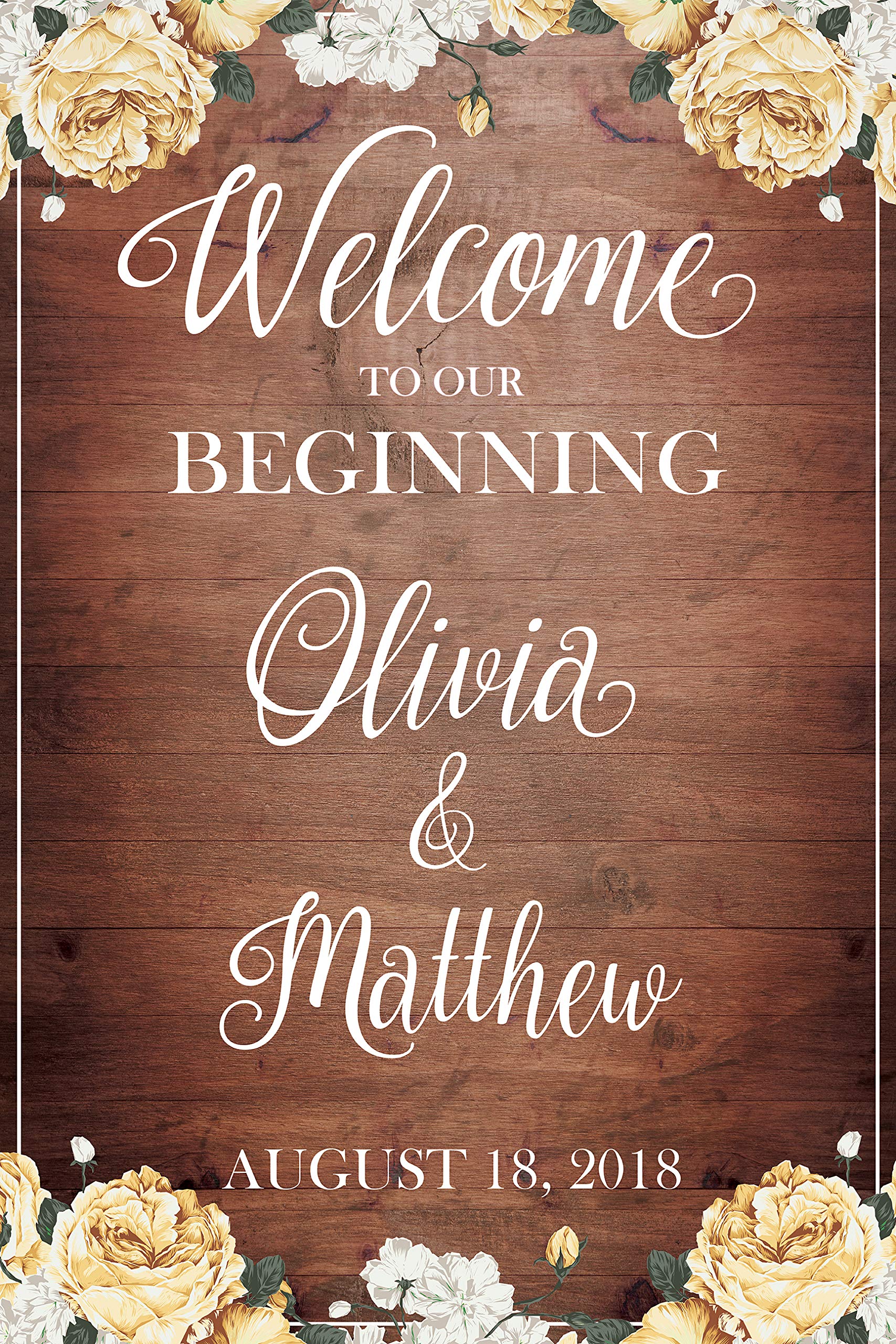 Decorations Handmade Products Handmade Party Supply Poster Print Wedding Reception Sign Custom Wedding Sign Welcome To Our Beginning Wedding Brown Wedding Banner 18x24 Wedding Party Signs Size 36x24