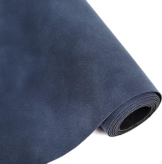 Funcolor Frosted Faux Leather Roll: 12x52 Inch Navy Blue Soft Faux Suede Fabric Synthetic Material PU Solid Leatherette Sheet for Cricut Sewing Crafts Making Earring Bows DIY Handmade…