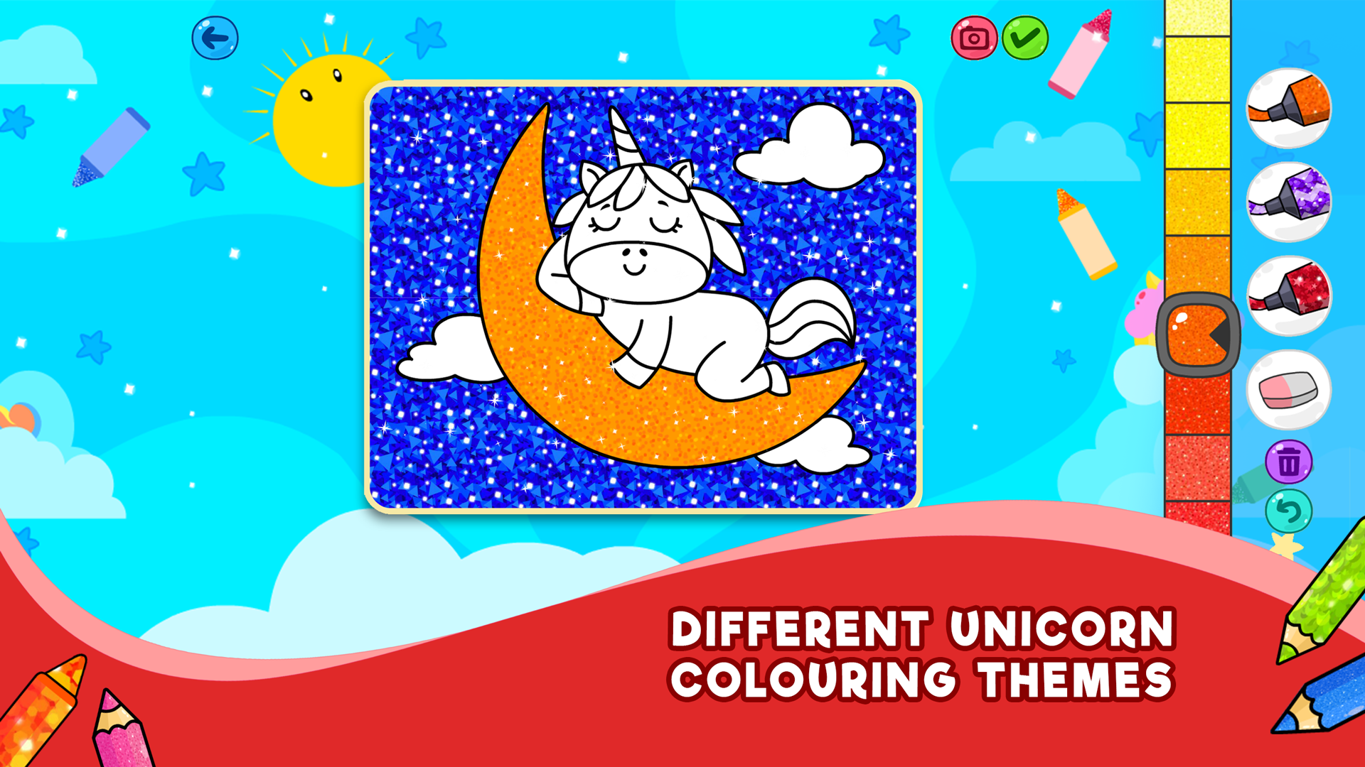 Unicorn Colouring Games for Kids: Free Rainbow Glitter Colouring Book ...