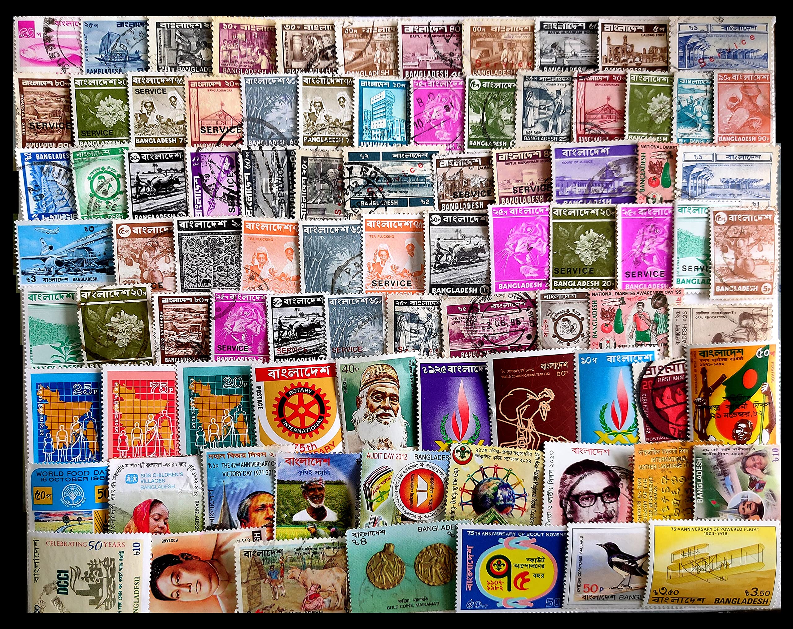 ISC~ Bangladesh Stamps 100 All Different, Used Small & Large Stamps ~ STAMPEX