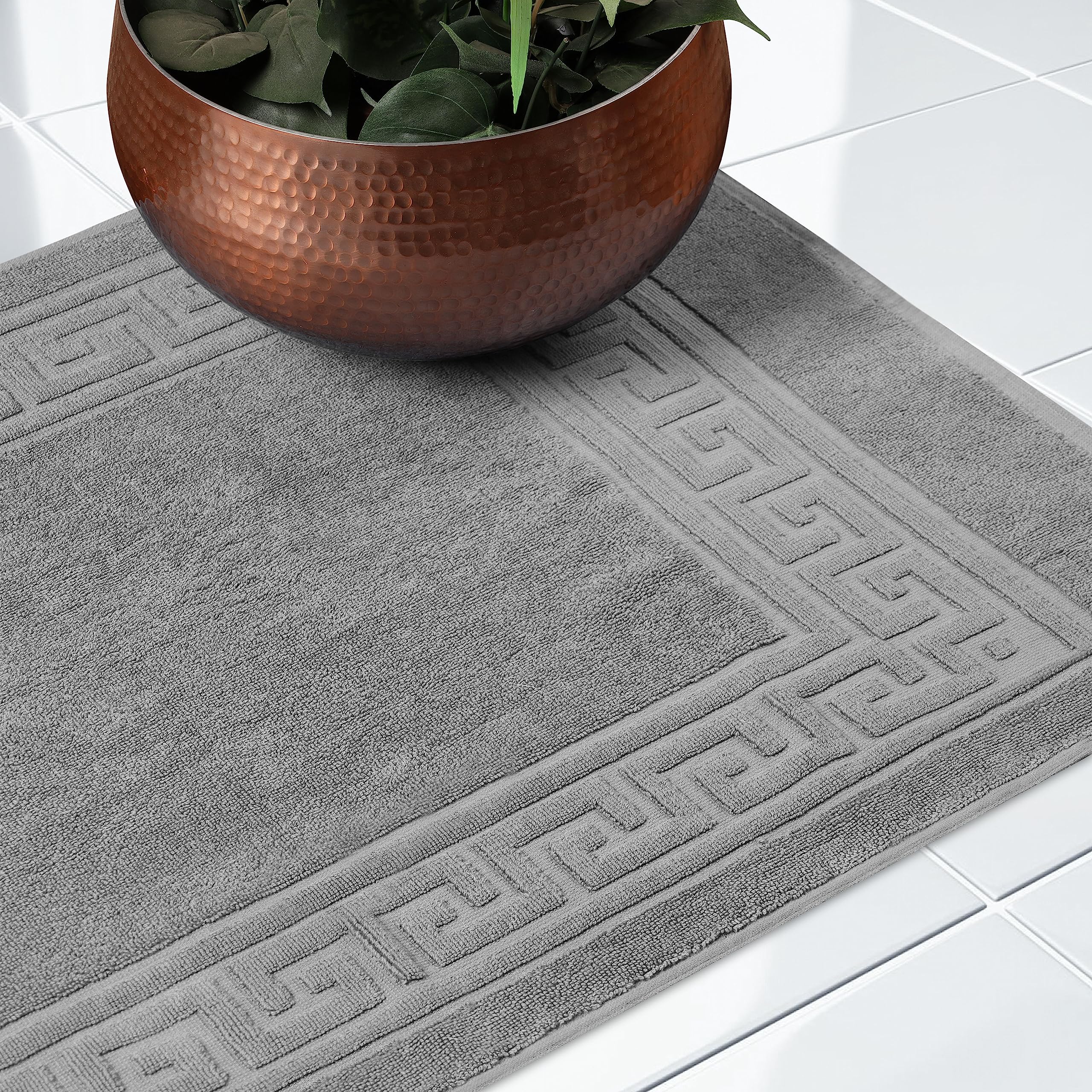 Superior Egyptian Cotton 2 Piece Bath Mat Set, Silver by