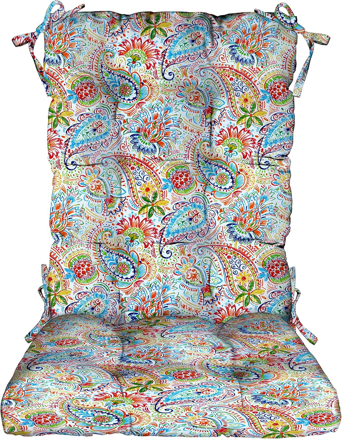 RSH DECOR Indoor Outdoor Tufted Rocker Rocking Chair Pad Cushions, Choose Size and Color, (Standard, Thin Line Paisley)