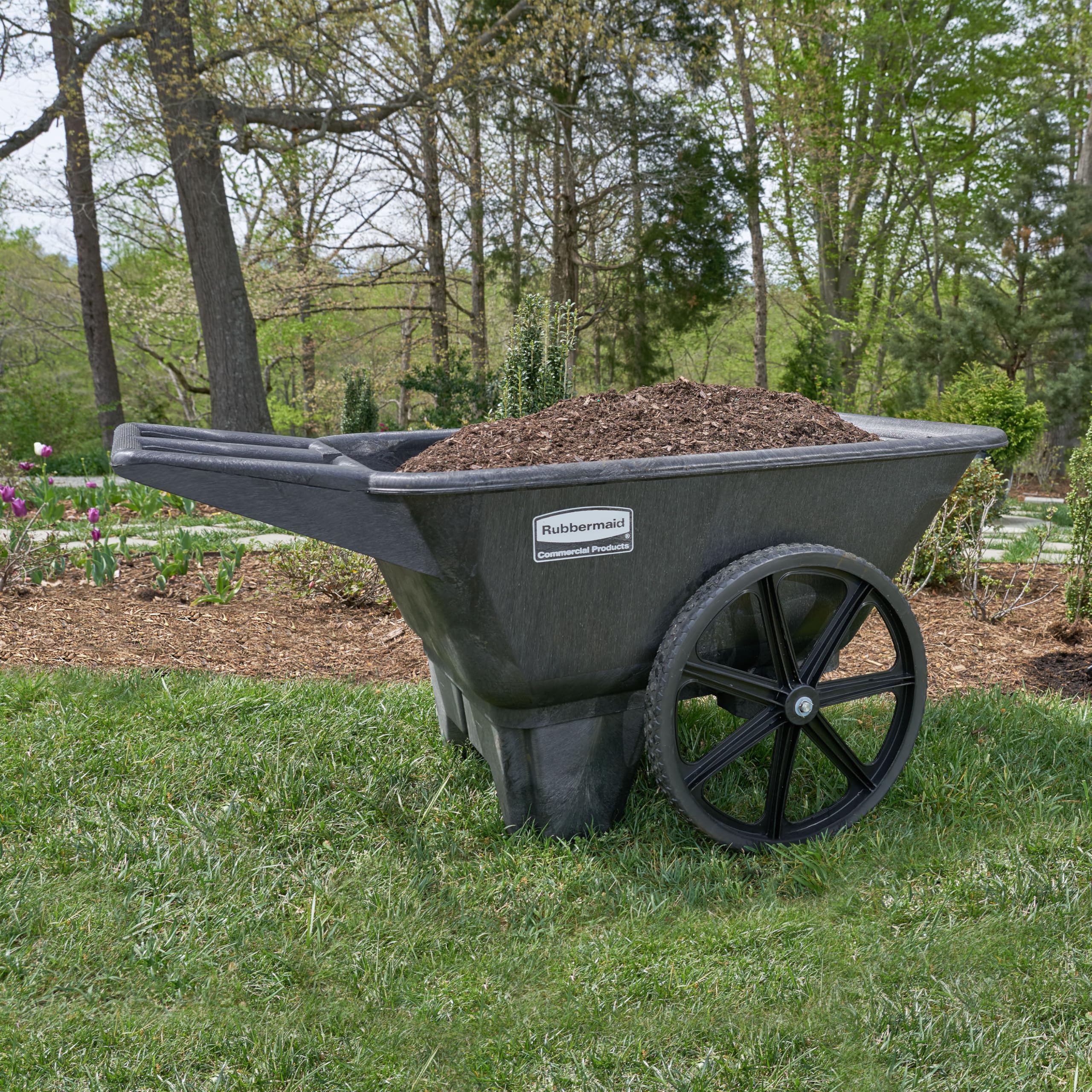 Rubbermaid Commercial Products 8.75 Cubic Foot, All-Weather, Big-Wheel Cart/Yard Cart/Lawn Cart/Wheelbarrow, Yardwork/Landscaping/DIY Projects, Durable/Weather Resistant, Black