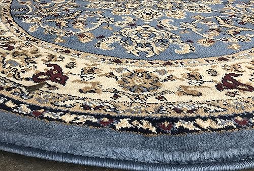 Miniatura 5 de Alfombra tradicional persa redonda Deir Debwan de 330.000 puntos, diseño azul 603 (7 pies 9 pulgadas x 7 pies 9 pulgadas)