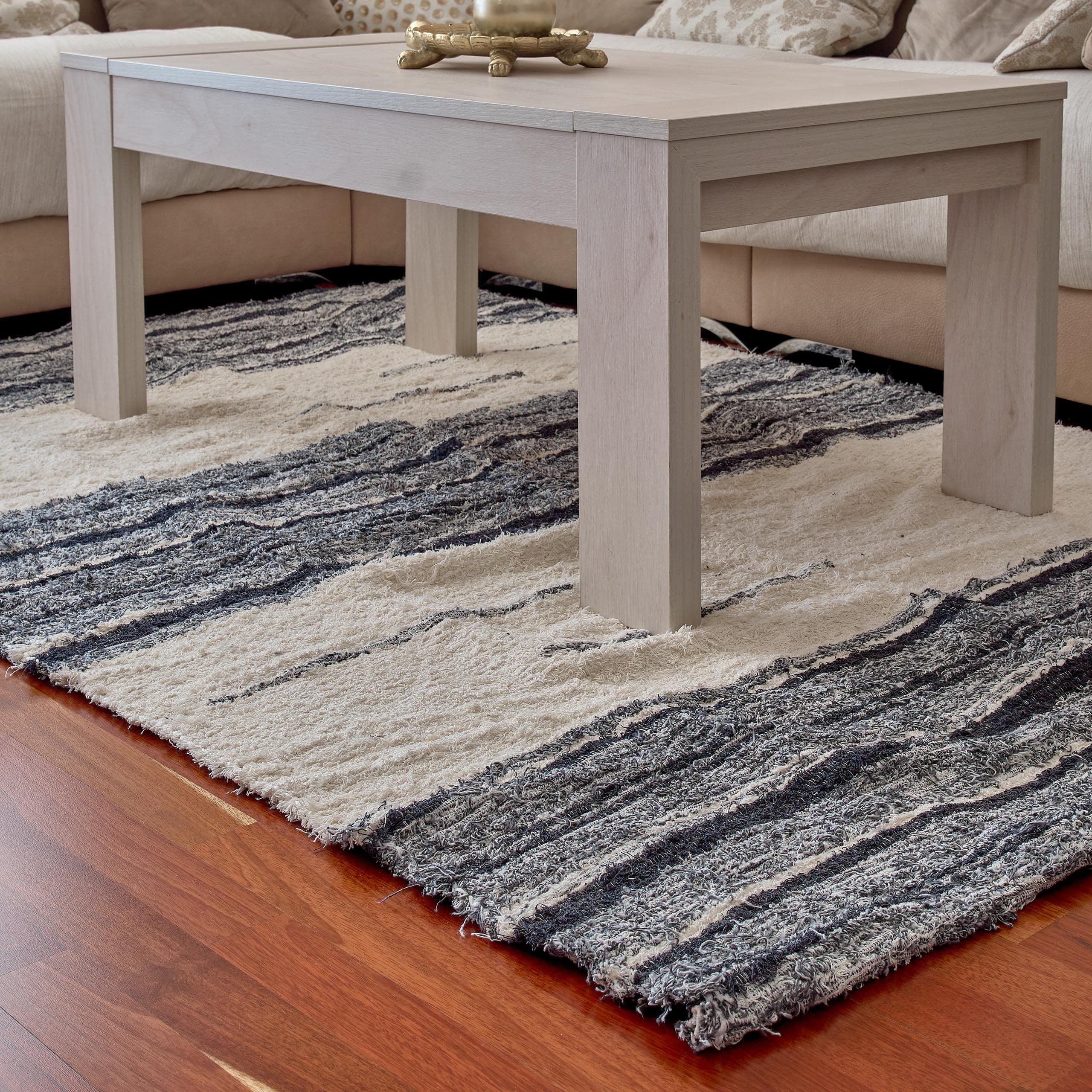 Jarapa Home Made with love Alfombra Grande decoración de salón, Cocina, Dormitorio. Hecha a Mano con algodón Natural, de Pelo Corto, Suave y Lavable en Lavadora (200x300 cm., Andina Gris)
