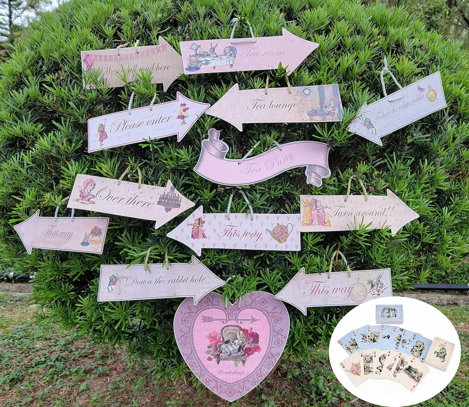 Alice's Adventures in Wonderland Playing Cards Decks with die Cut Tea Party Signs