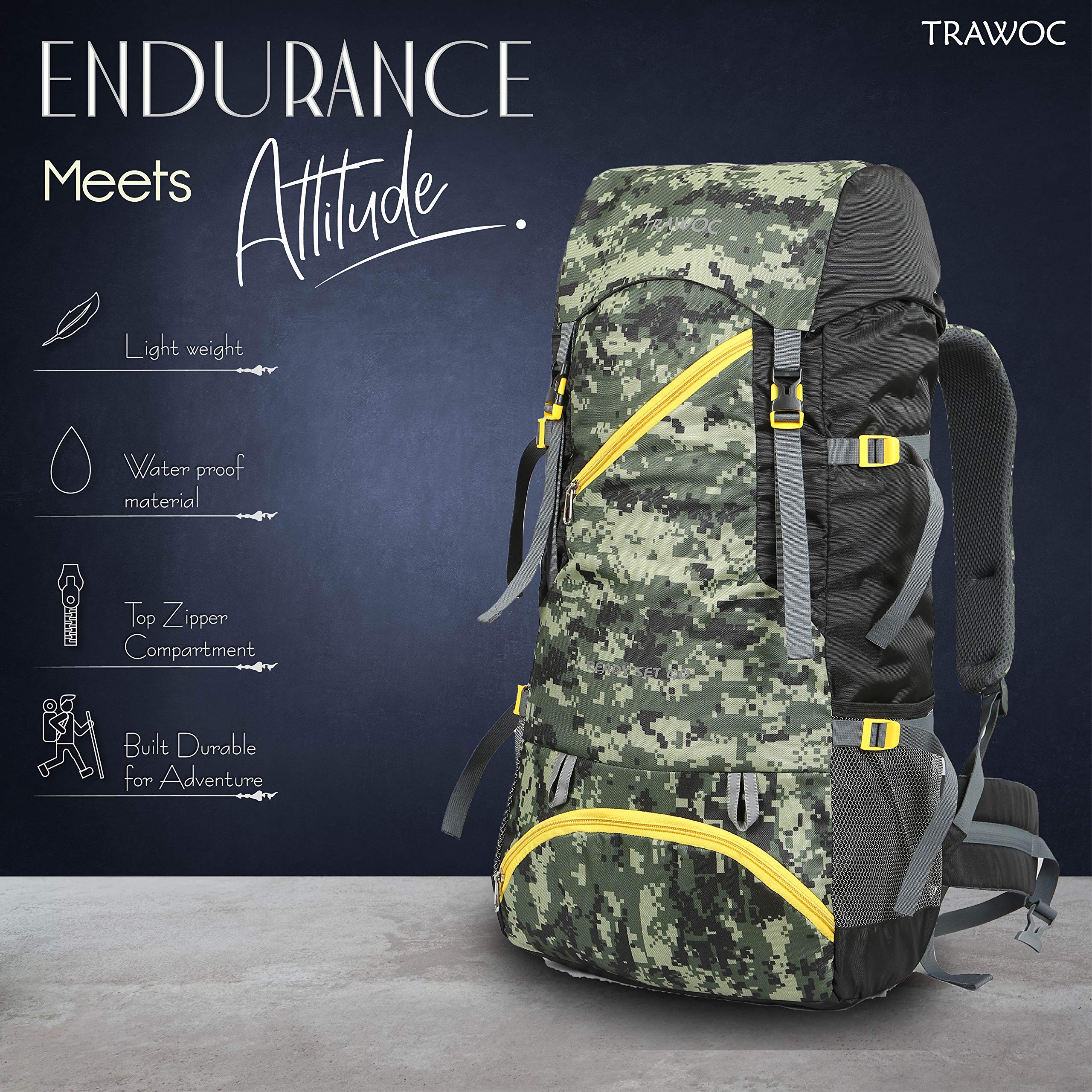 TRAWOC 50 Ltr Travel Backpack Daypack 