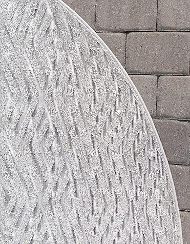 Miniatura 8 de Unique Loom Sabrina Soto Outdoor Collection Alfombra moderna, vibrante y tallada, 8 x 8 pies, gris