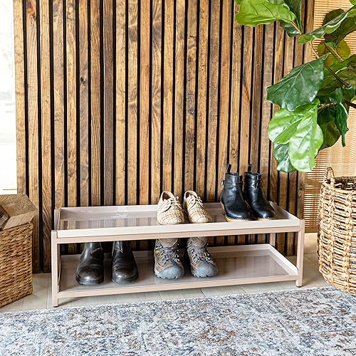 happimess SRK1000B - Zapatero industrial compacto de 10.75 pulgadas, 6 pares de 2 niveles, marrón de dos tonos, para entrada, pasillo, armario, disponible en Yaxa Guatemala