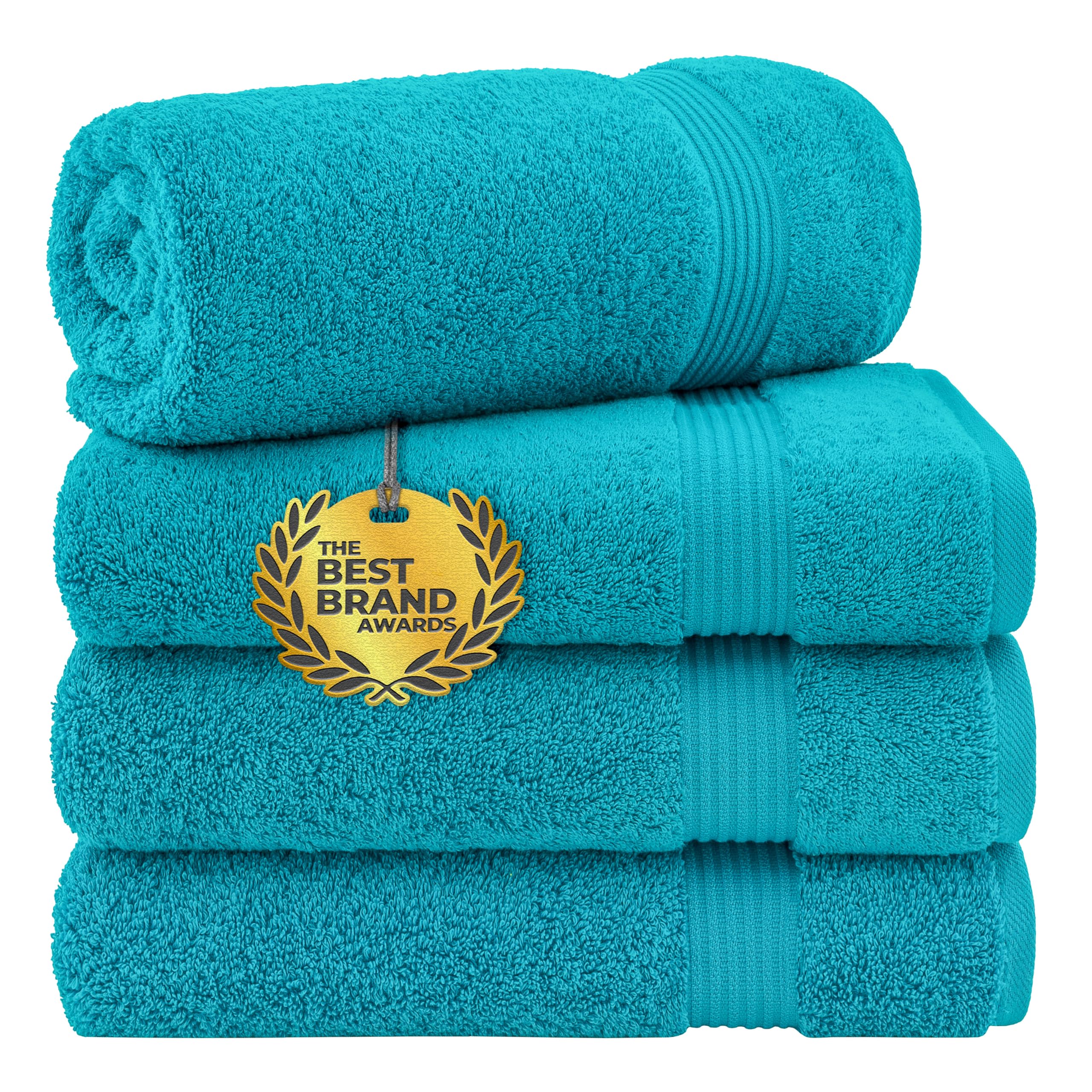 Cotton Paradise Bath Towels, 100% Turkish Cotton 27x54 inch 4 Piece Bath Towel Sets for Bathroom, Soft Absorbent Towels Clearance Bathroom Set, Aqua Blue Bath Towels