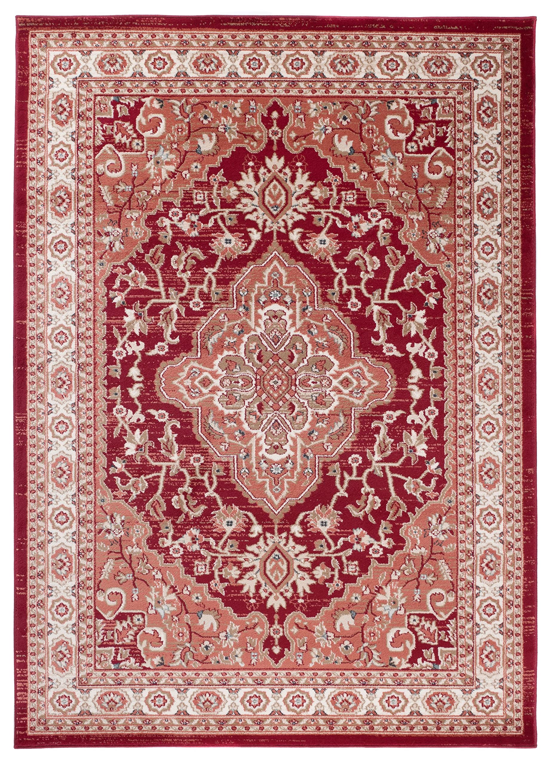 Mazovia Grand Tapis Couloir 200x300cm Rouge Classique Traditionnel Doux | Tapis pour Entrée Cuisine Bureau Salon Chambre Salle à Manger Chauffage au Sol Facile D'entretien Résistant aux Détergents