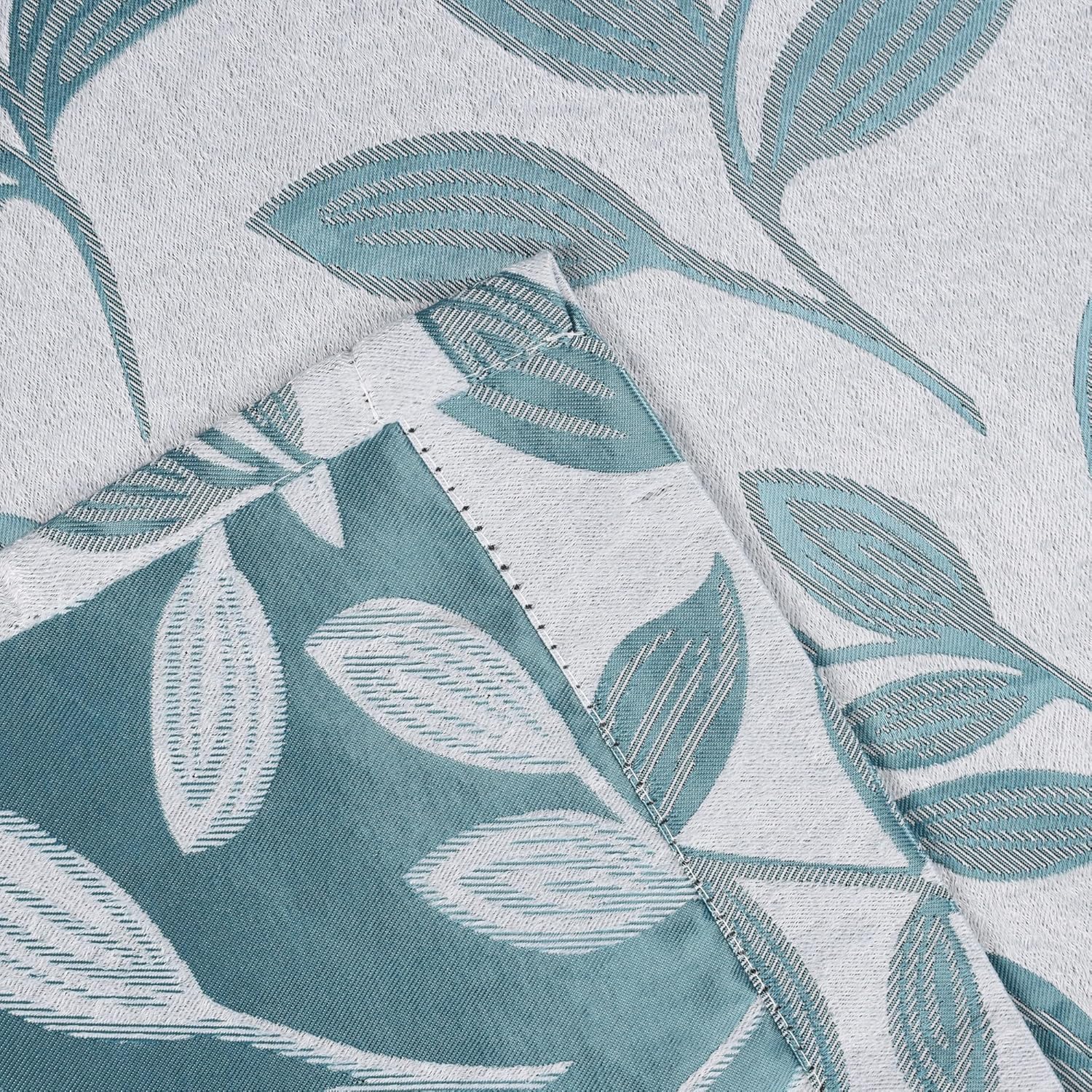 Superior Semi Blackout Curtains - Modern Leaves - 70" x 84" - Grommet Header - Thermal Insulated, Sun Blocking & Room Darkening Drapes for Bedroom, Living Room - Set of 2 Panels - Teal