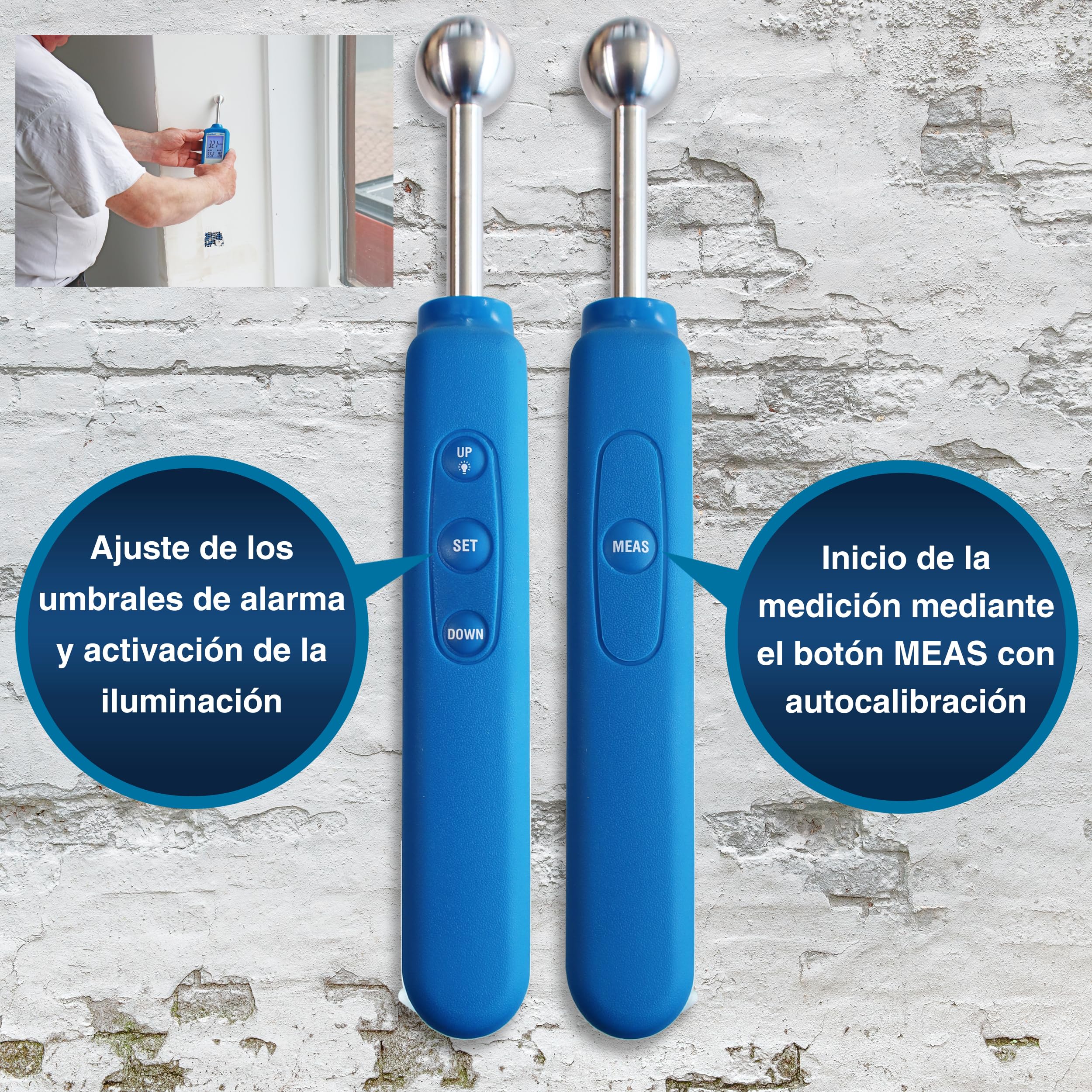 PeakTech 5201 – Indicador de humedad, mampostería, profundidad de medición: 20 - 40 mm