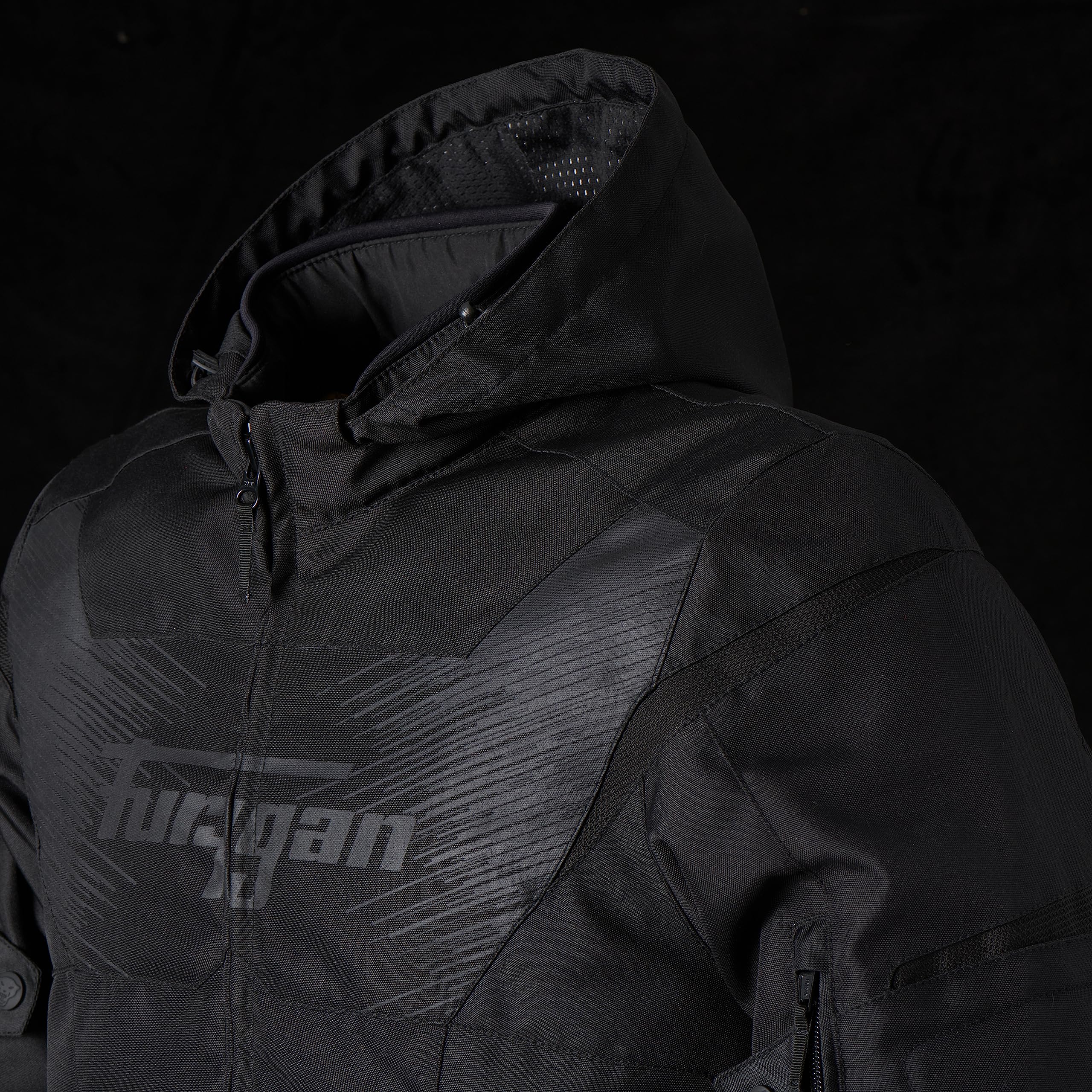 Furygan Veste homme moto SHARD - Protection avancée des épaules et des coudes - Capuche Amovible ou attachée dans le dos - Doublure thermique amovible - Manche réglable - Tailles différentes