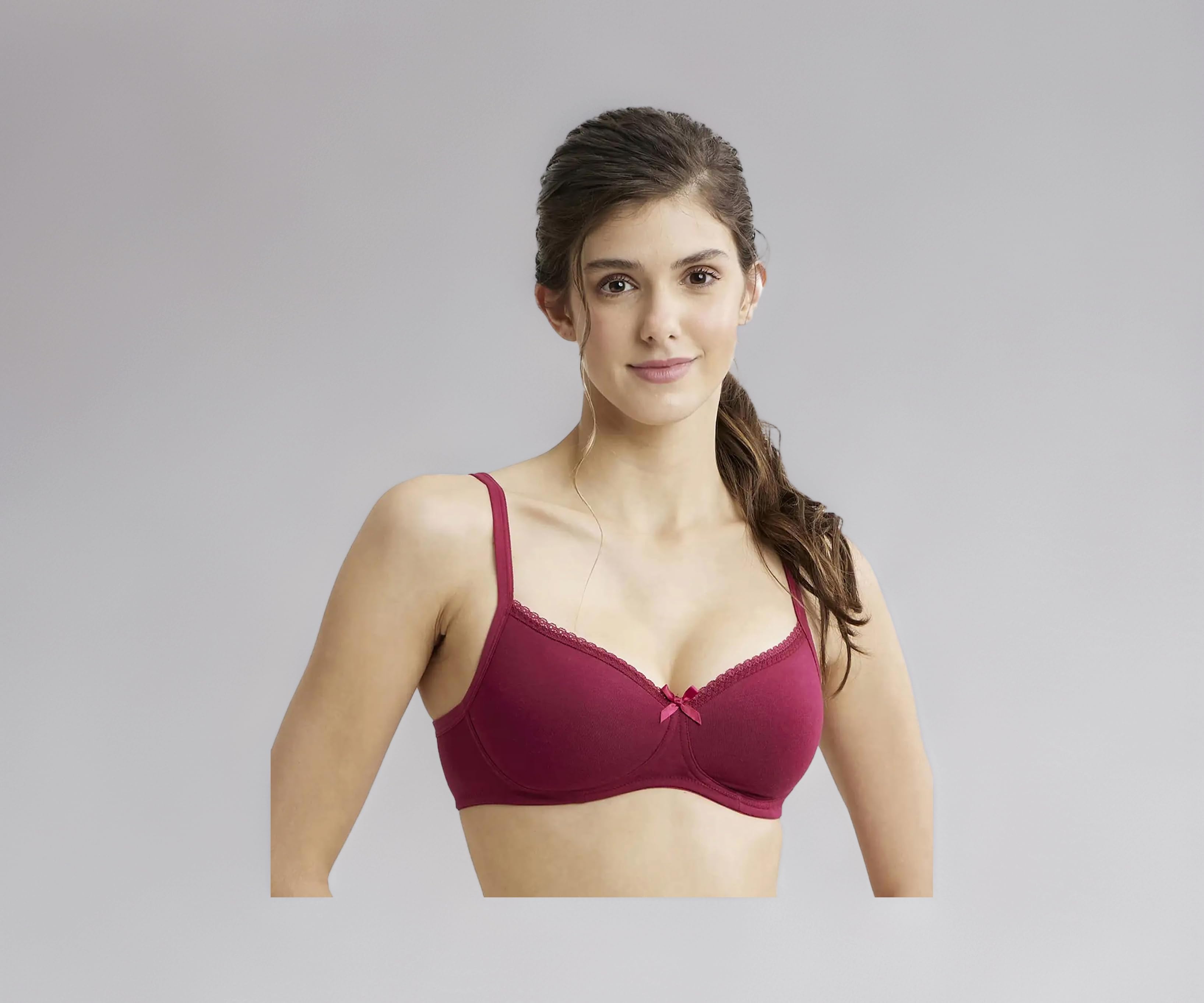 - FE23 Women's Wirefree Padded Super Combed Cotton Elastane Stretch Medium Coverage Multiway Styling T-Shirt Bra with Detachable Straps