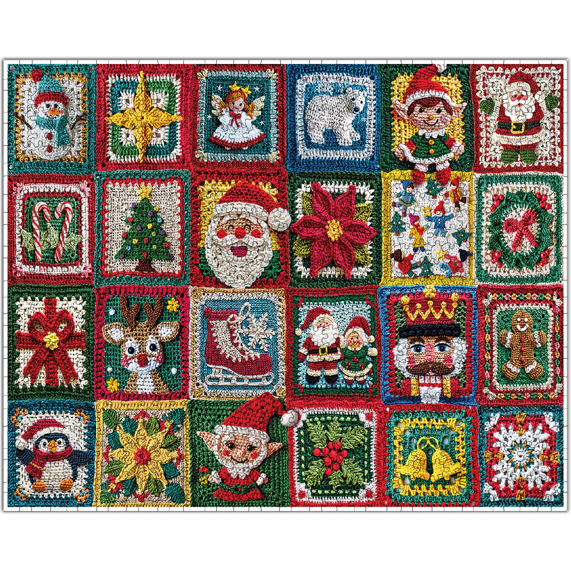 White Mountain 1000 Teile Puzzle Winterurlaub, Weihnachten häkeln | Große Teile, Geschenk für Erwachsene und Jugendliche, 61 x 76,2 cm