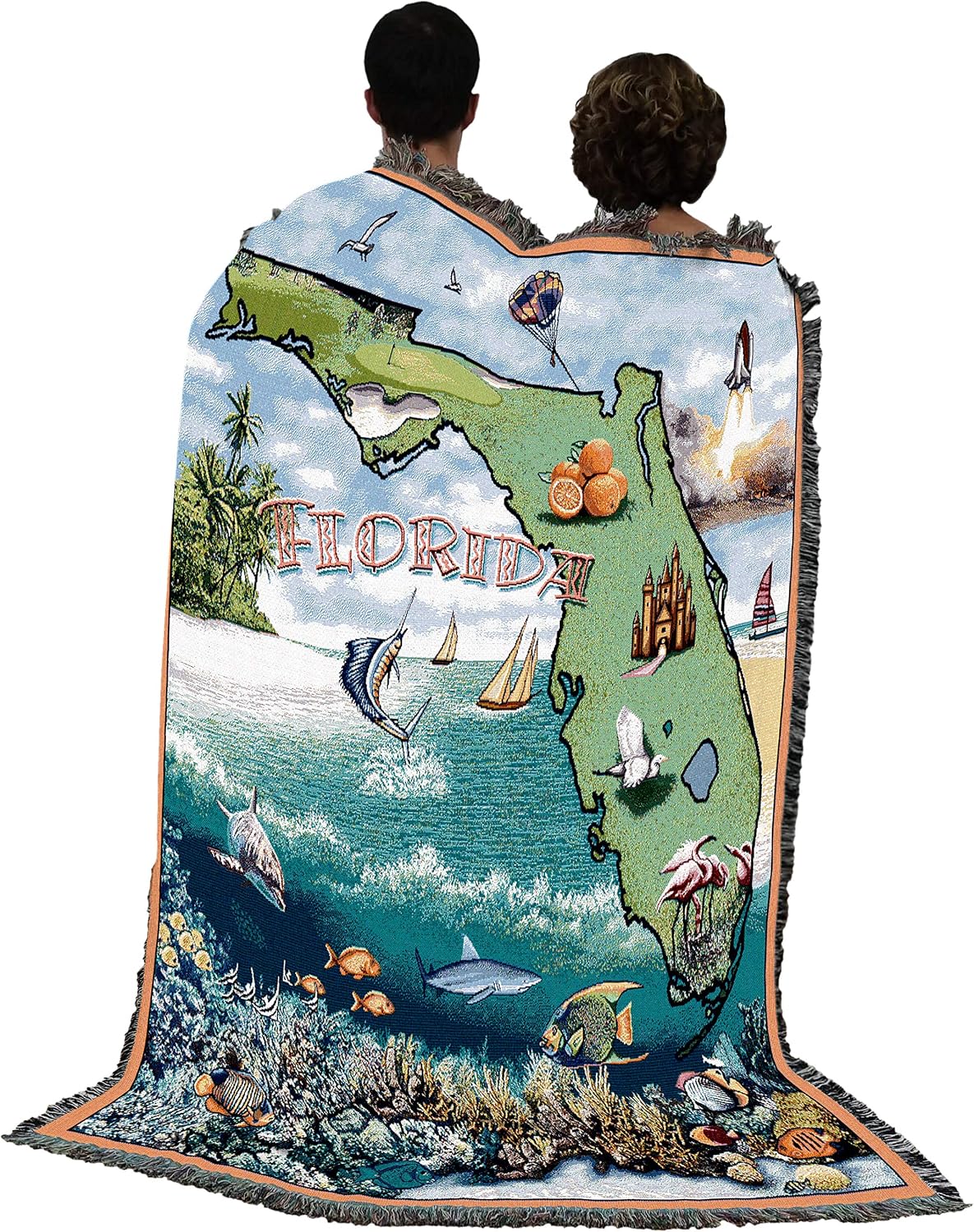 Pure Country Weavers State of Florida Blanket - Gift Tapestry Throw Woven from Cotton - Made in the USA (72x54)