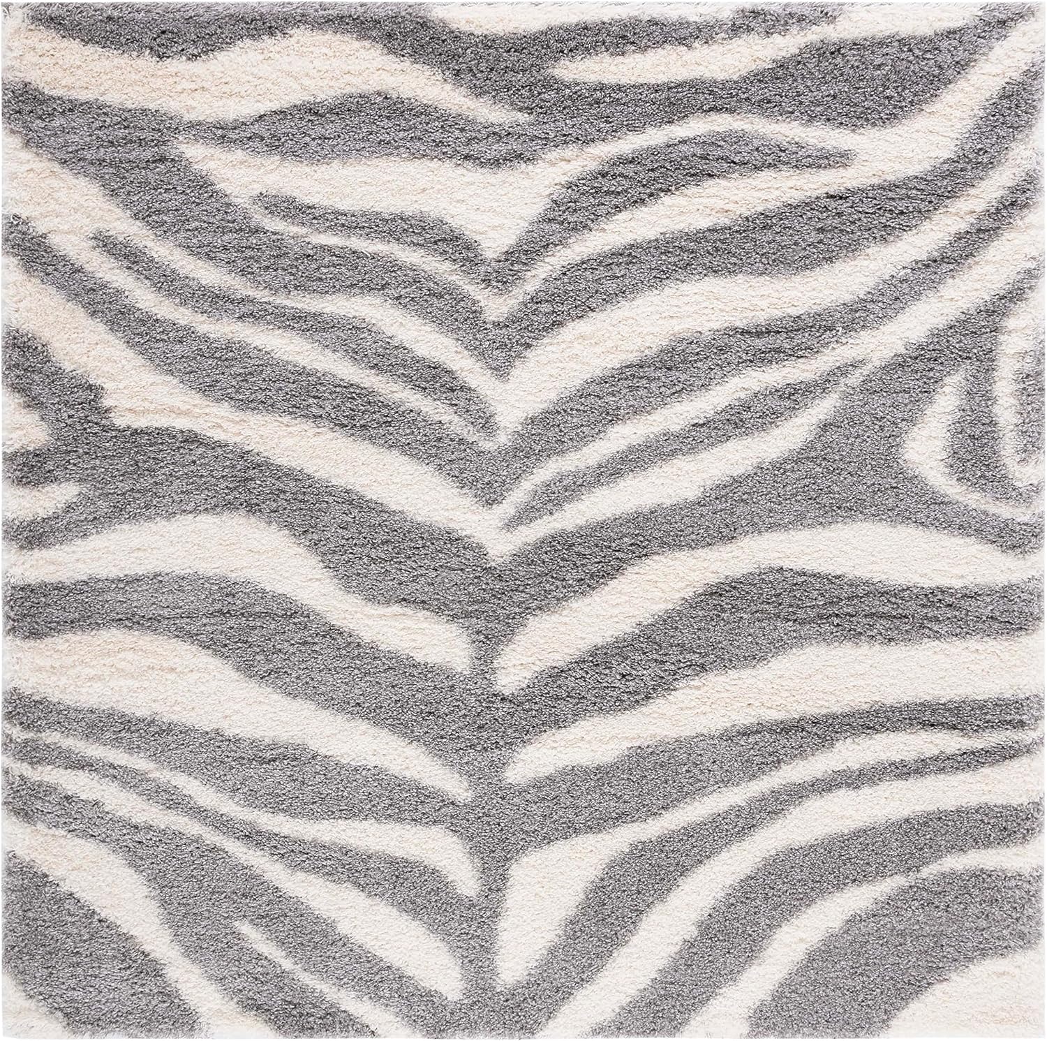 SAFAVIEH Portofino Shag Collection Accent Rug - 3' x 5', Ivory & Beige, Zebra Design, Non-Shedding & Easy Care, 2-inch Thick Ideal for High Traffic Areas in Foyer, Living Room, Bedroom (PTS215B)