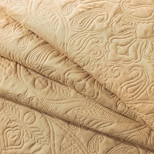 Miniatura 8 de HoneiLife - Colcha bordada tamaño King - Juego de edredón de microfibra de 3 piezas, colchas ligeras, cubrecamas reversibles, funda de cama retro,