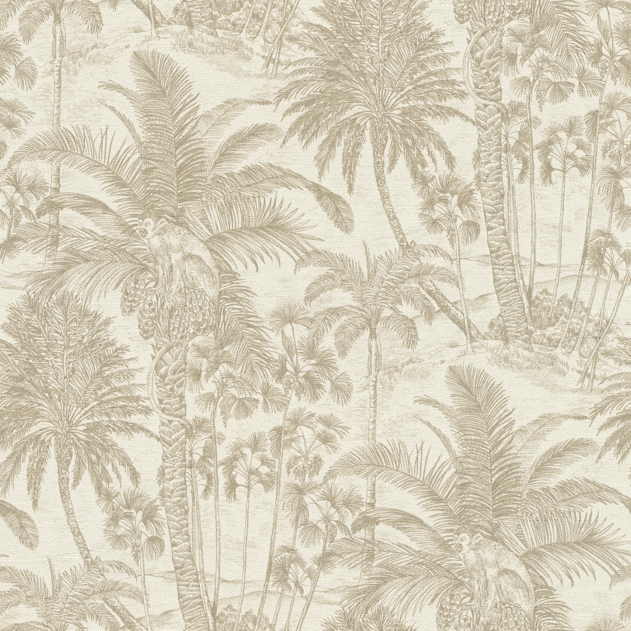 Papier peint intissé palmiers Rasch rouleau de vinyle doré exotique 10,05m x 0,53m